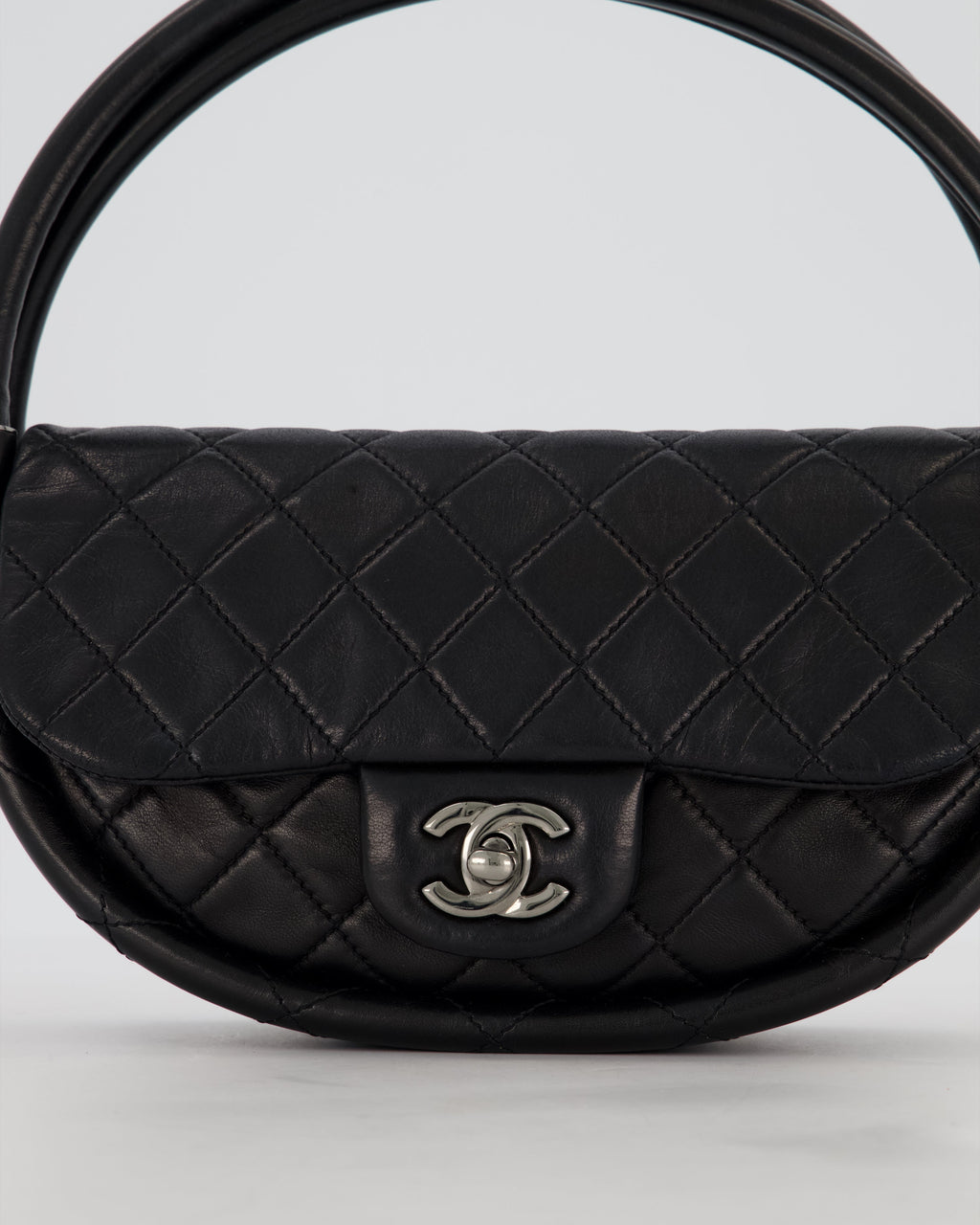 Chanel Black Hula Hoop Bag in Lambskin with Silver Hardware