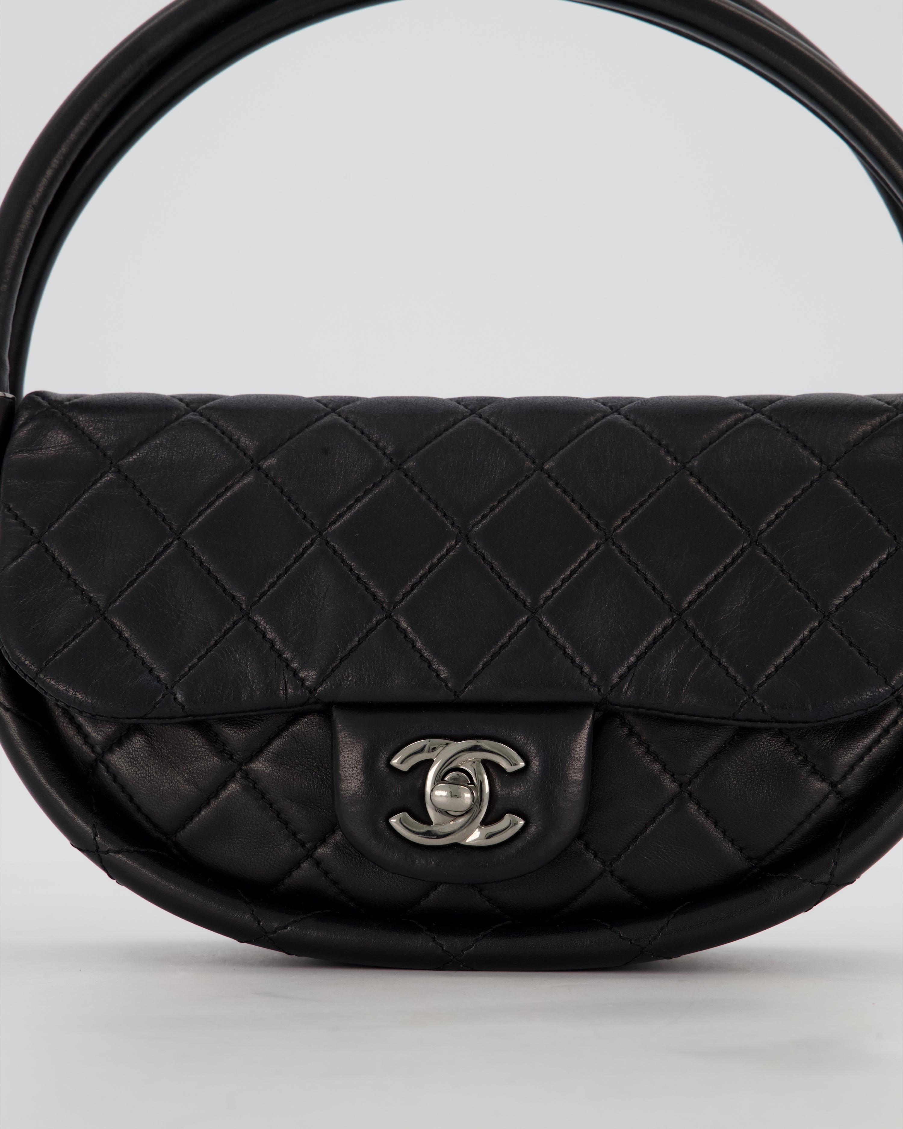 Chanel Black Hula Hoop Bag in Lambskin with Silver Hardware