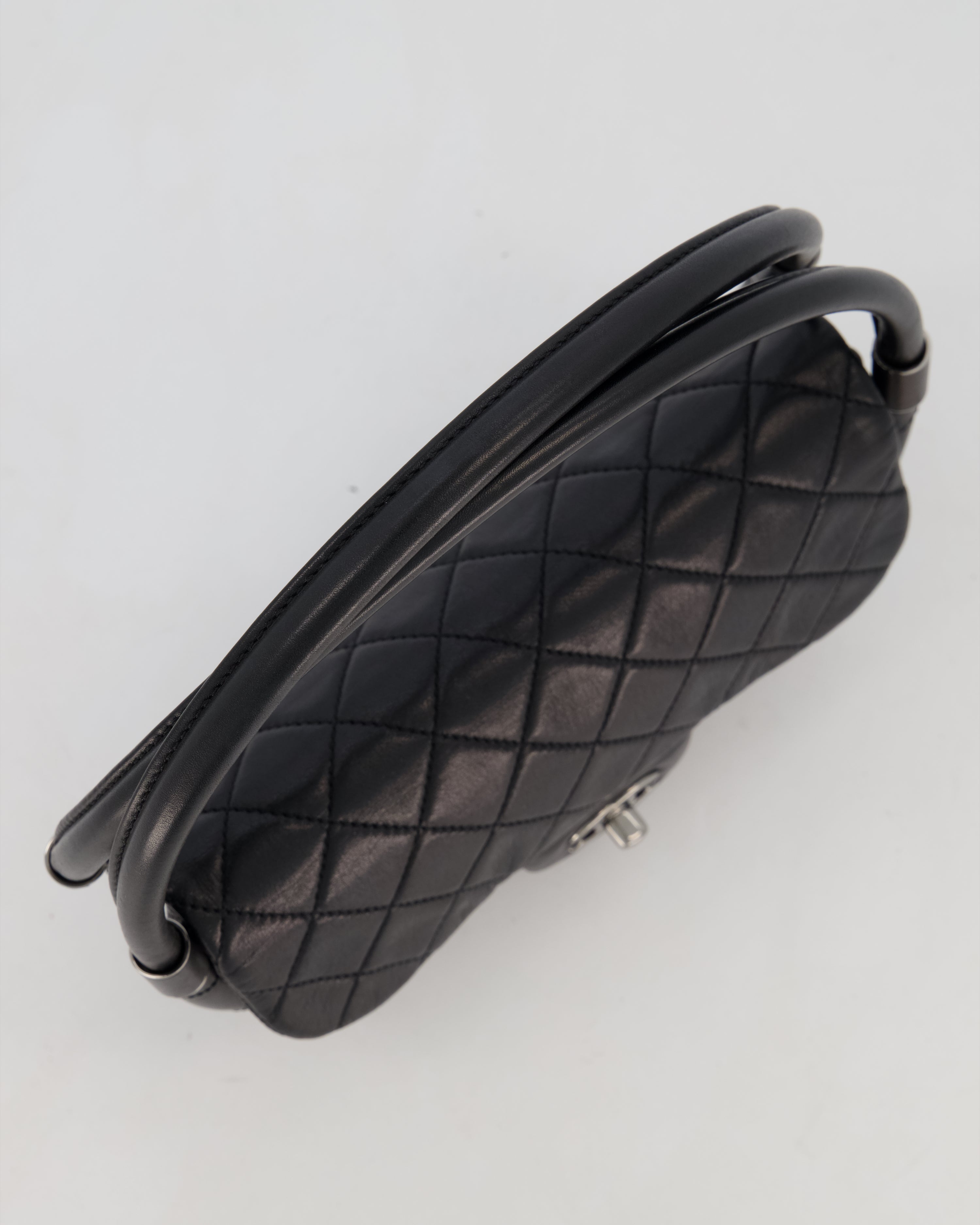 Chanel Black Hula Hoop Bag in Lambskin with Silver Hardware