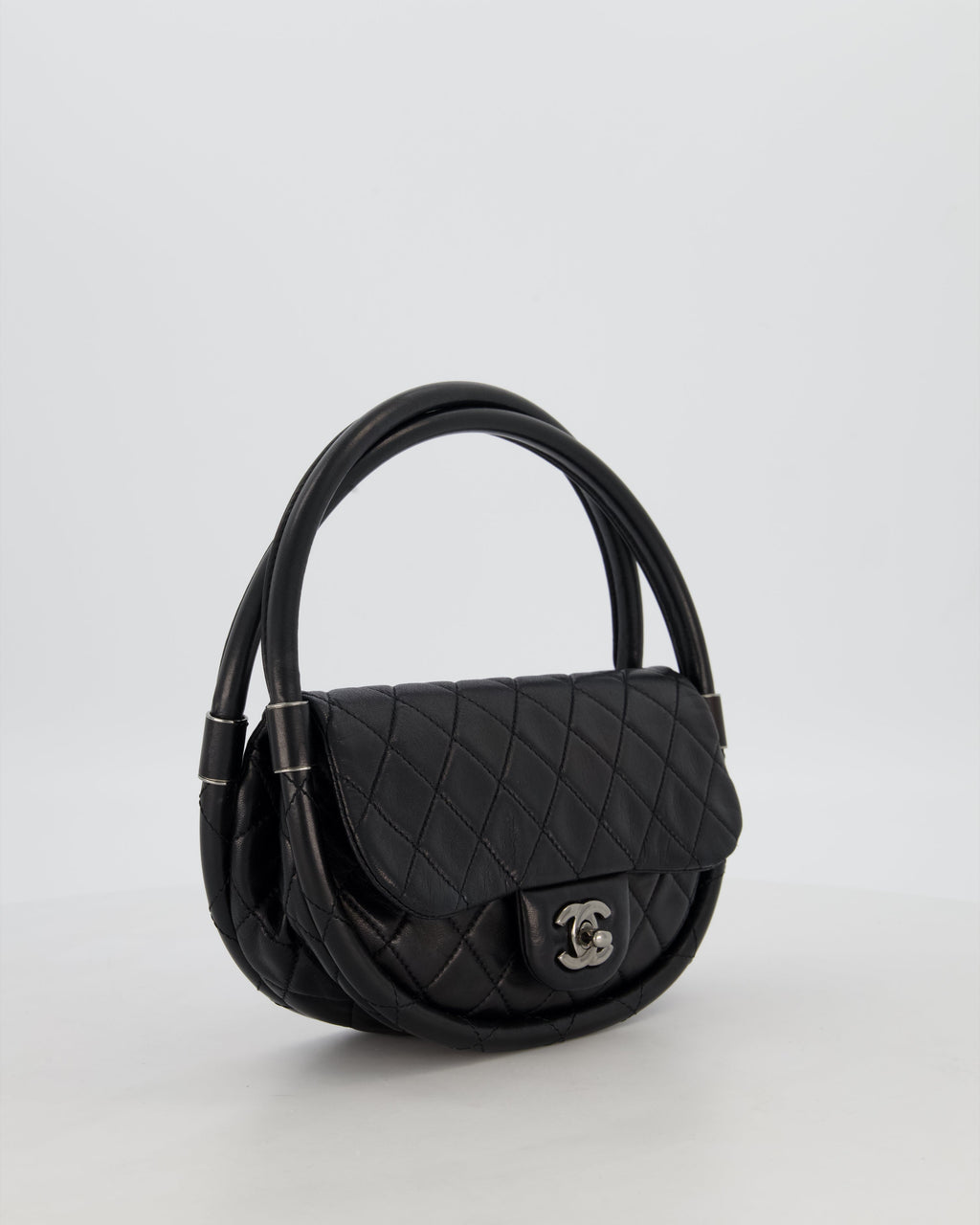 Chanel Black Hula Hoop Bag in Lambskin with Silver Hardware
