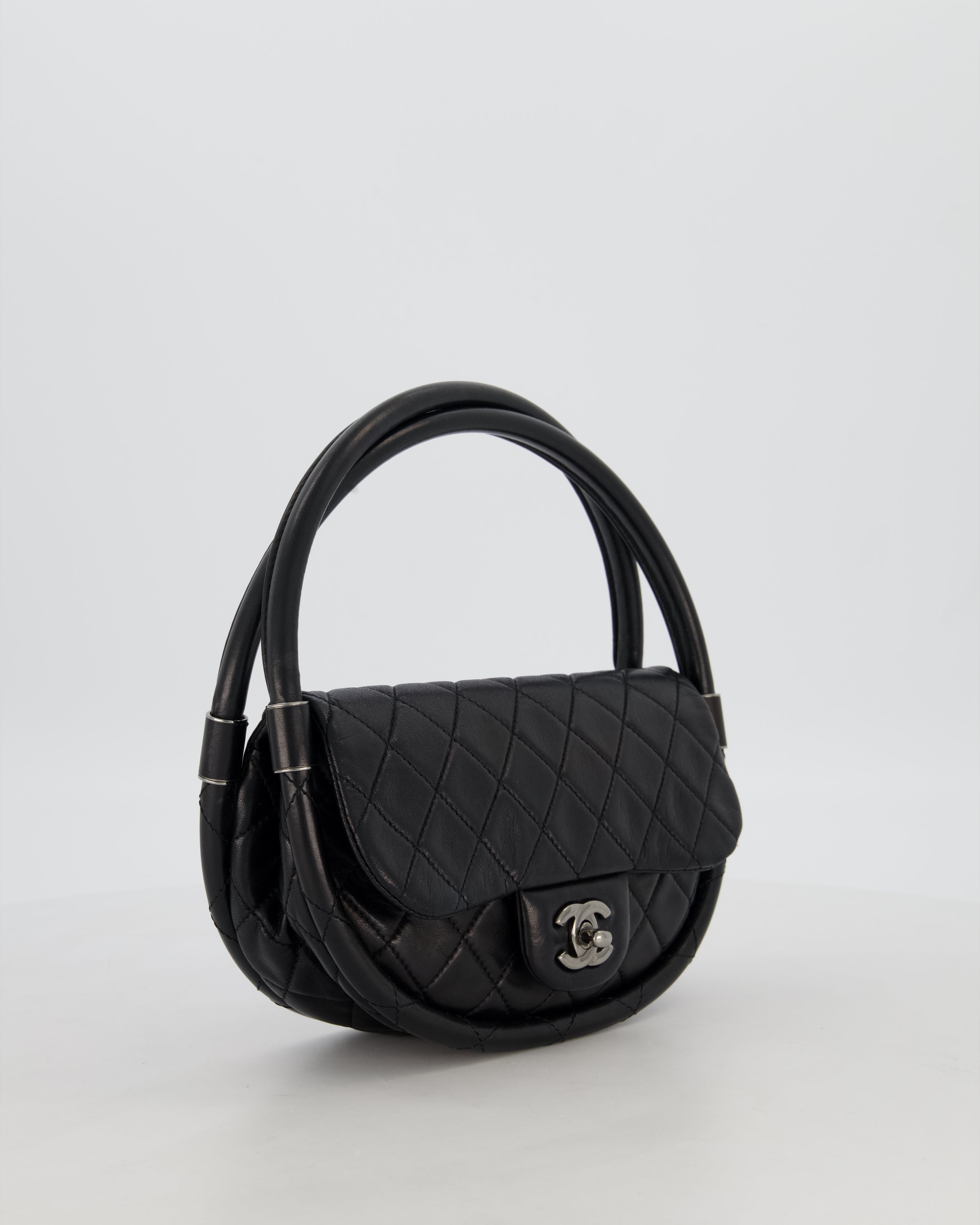Chanel Black Hula Hoop Bag in Lambskin with Silver Hardware