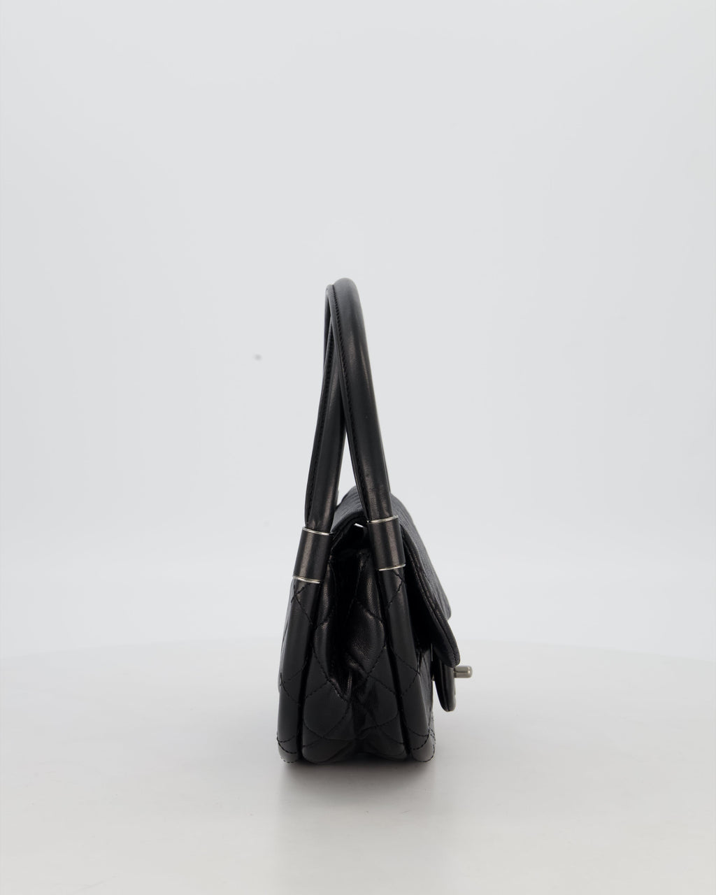Chanel Black Hula Hoop Bag in Lambskin with Silver Hardware