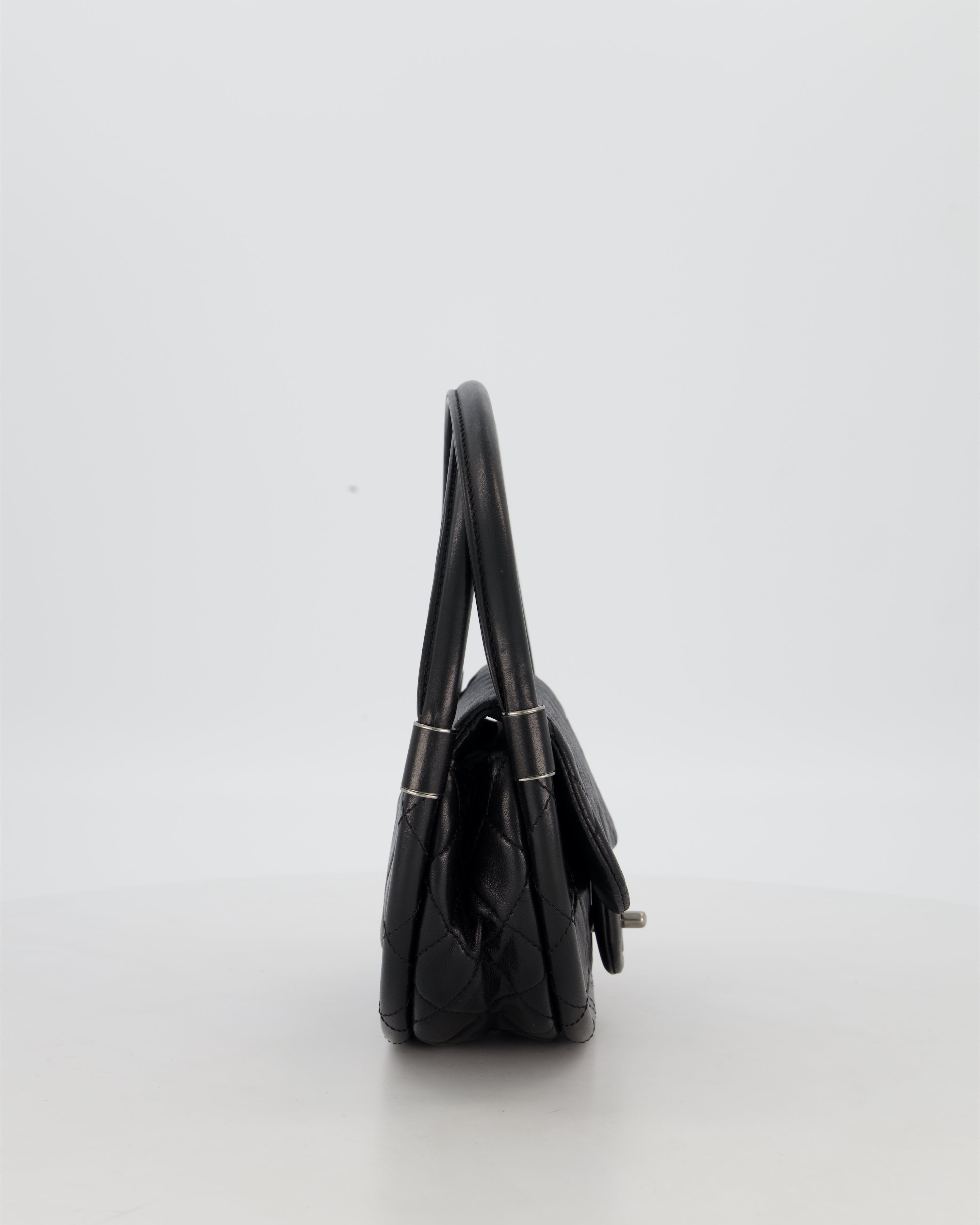 Chanel Black Hula Hoop Bag in Lambskin with Silver Hardware