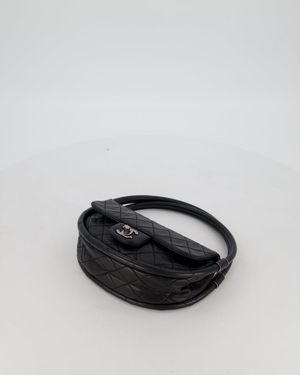 Chanel Black Hula Hoop Bag in Lambskin with Silver Hardware