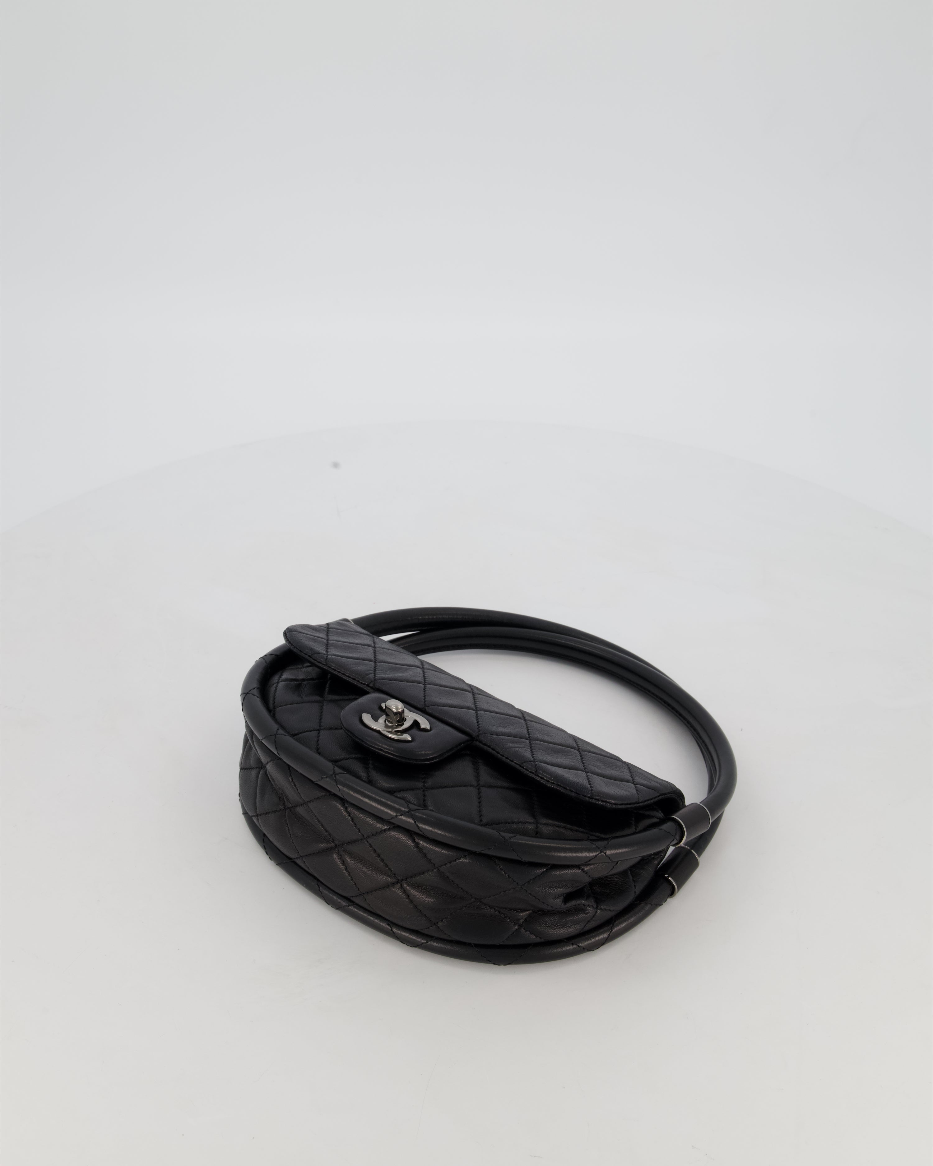 Chanel Black Hula Hoop Bag in Lambskin with Silver Hardware