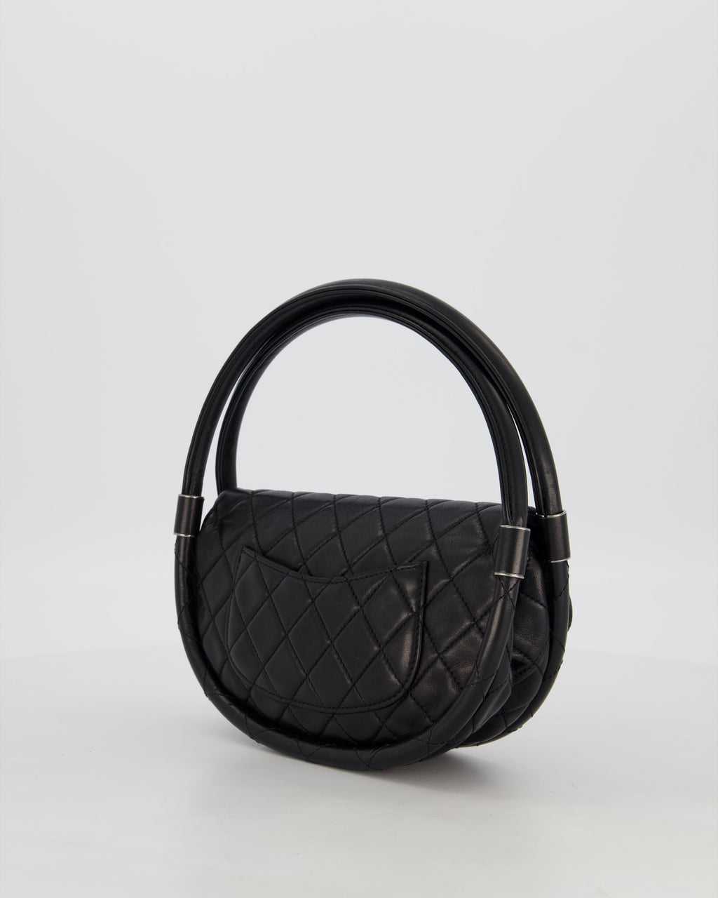 Chanel Black Hula Hoop Bag in Lambskin with Silver Hardware