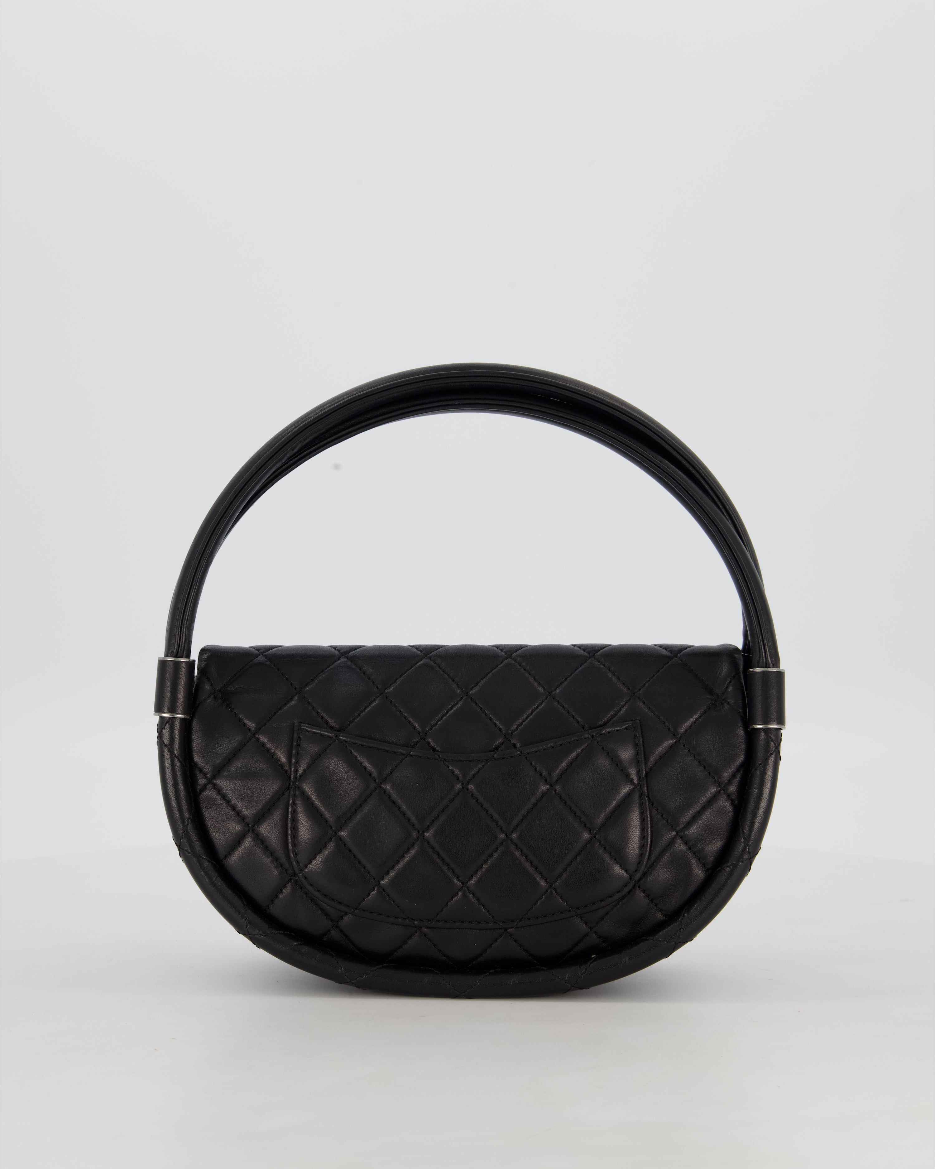Chanel Black Hula Hoop Bag in Lambskin with Silver Hardware