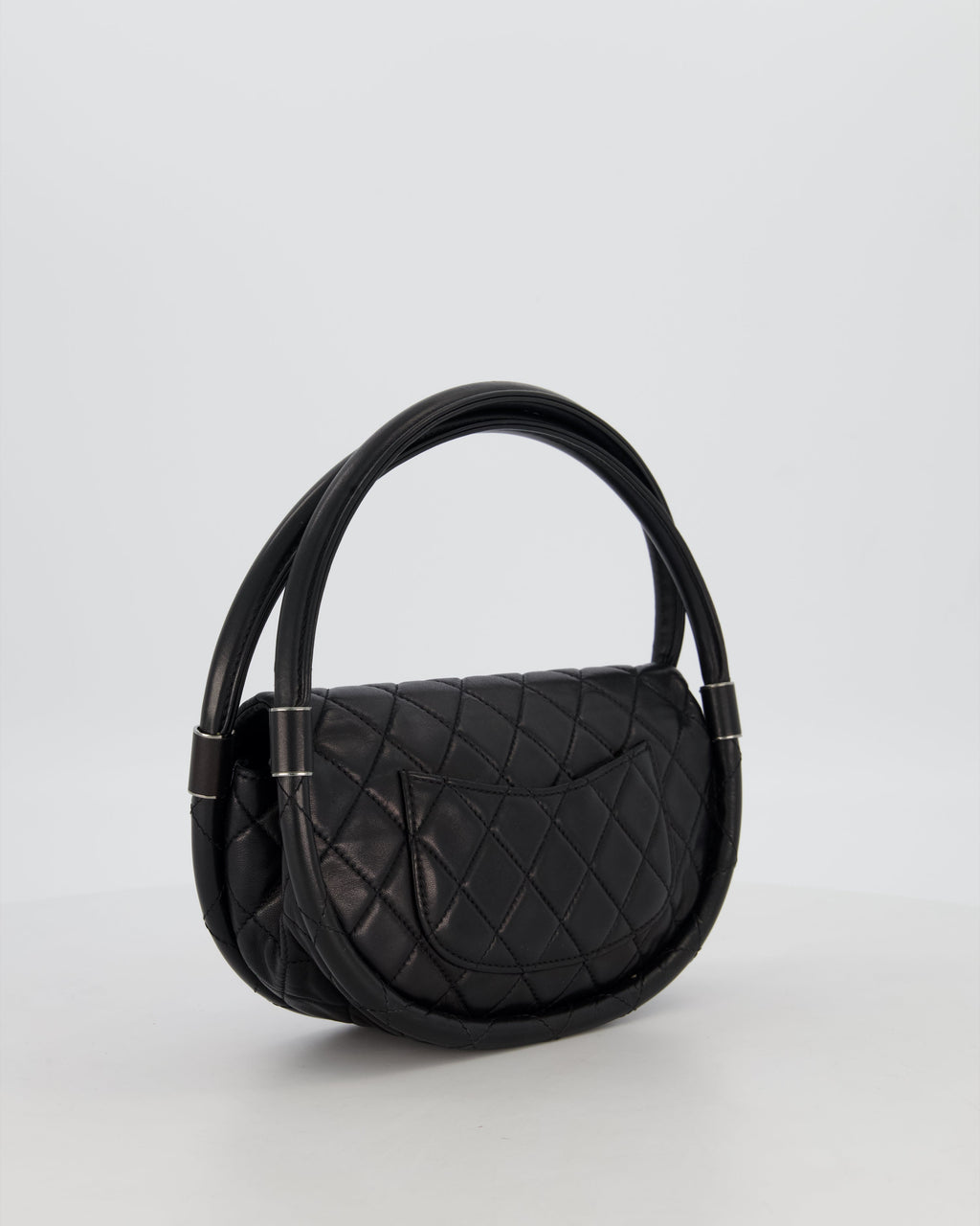 Chanel Black Hula Hoop Bag in Lambskin with Silver Hardware