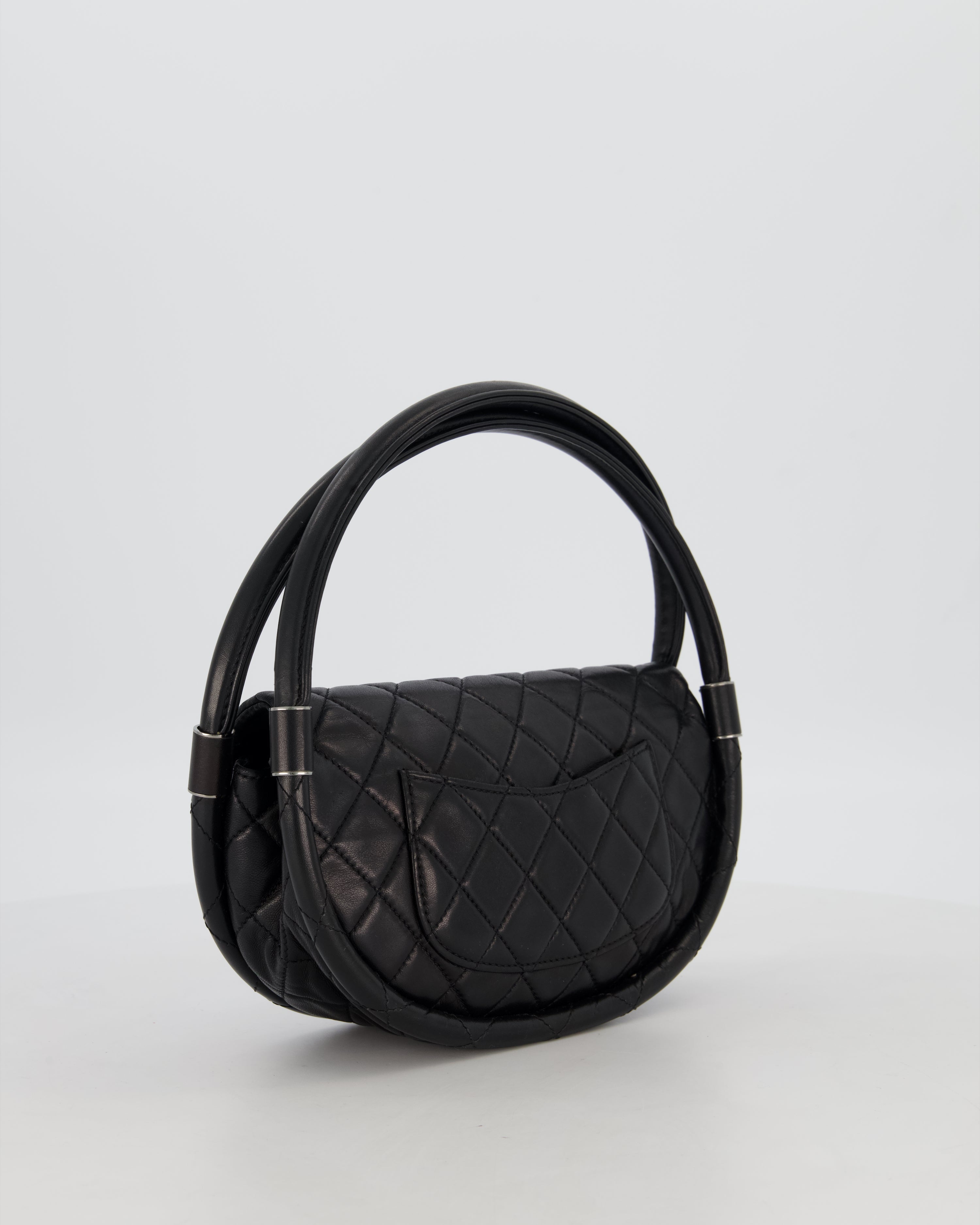 Chanel Black Hula Hoop Bag in Lambskin with Silver Hardware