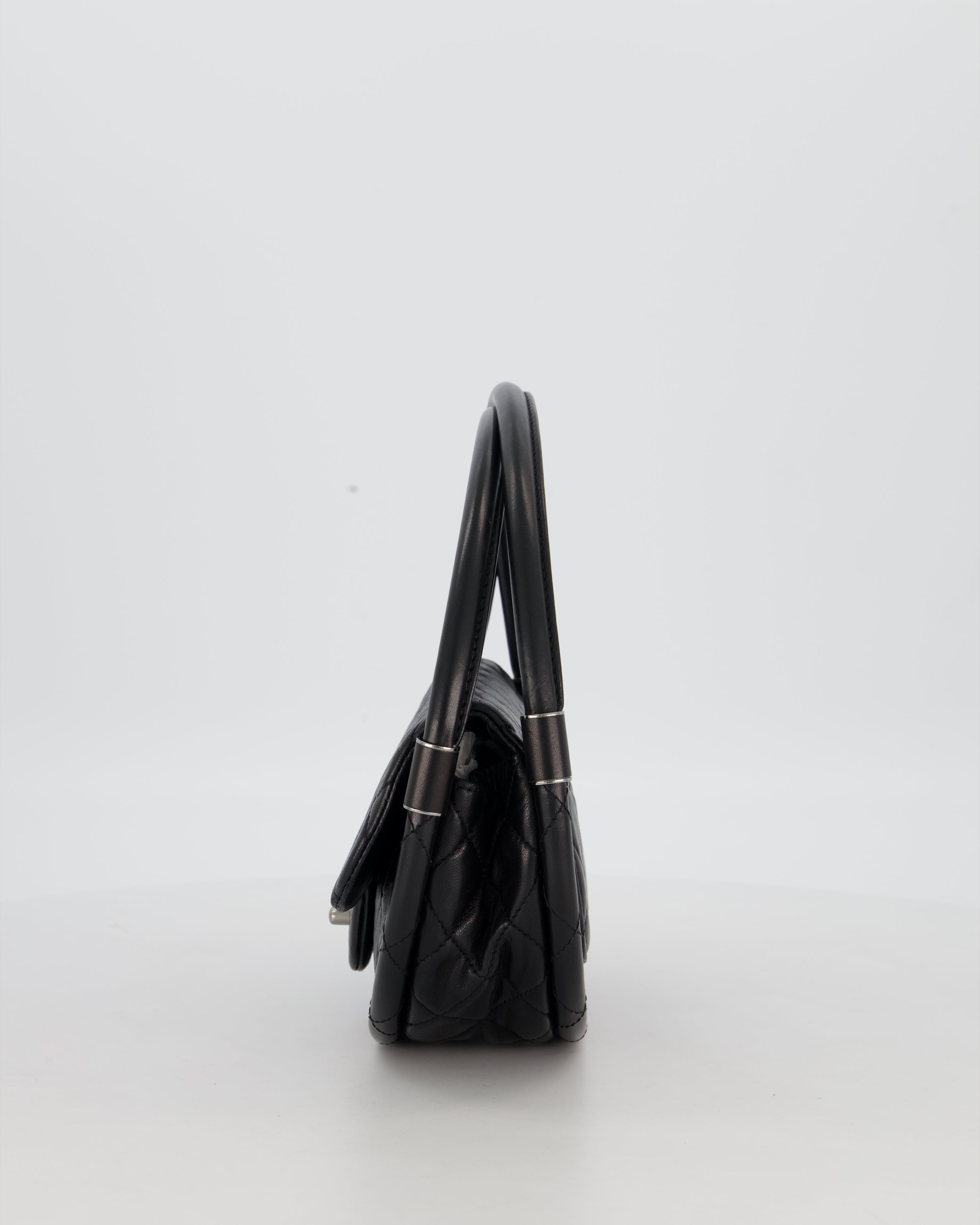 Chanel Black Hula Hoop Bag in Lambskin with Silver Hardware