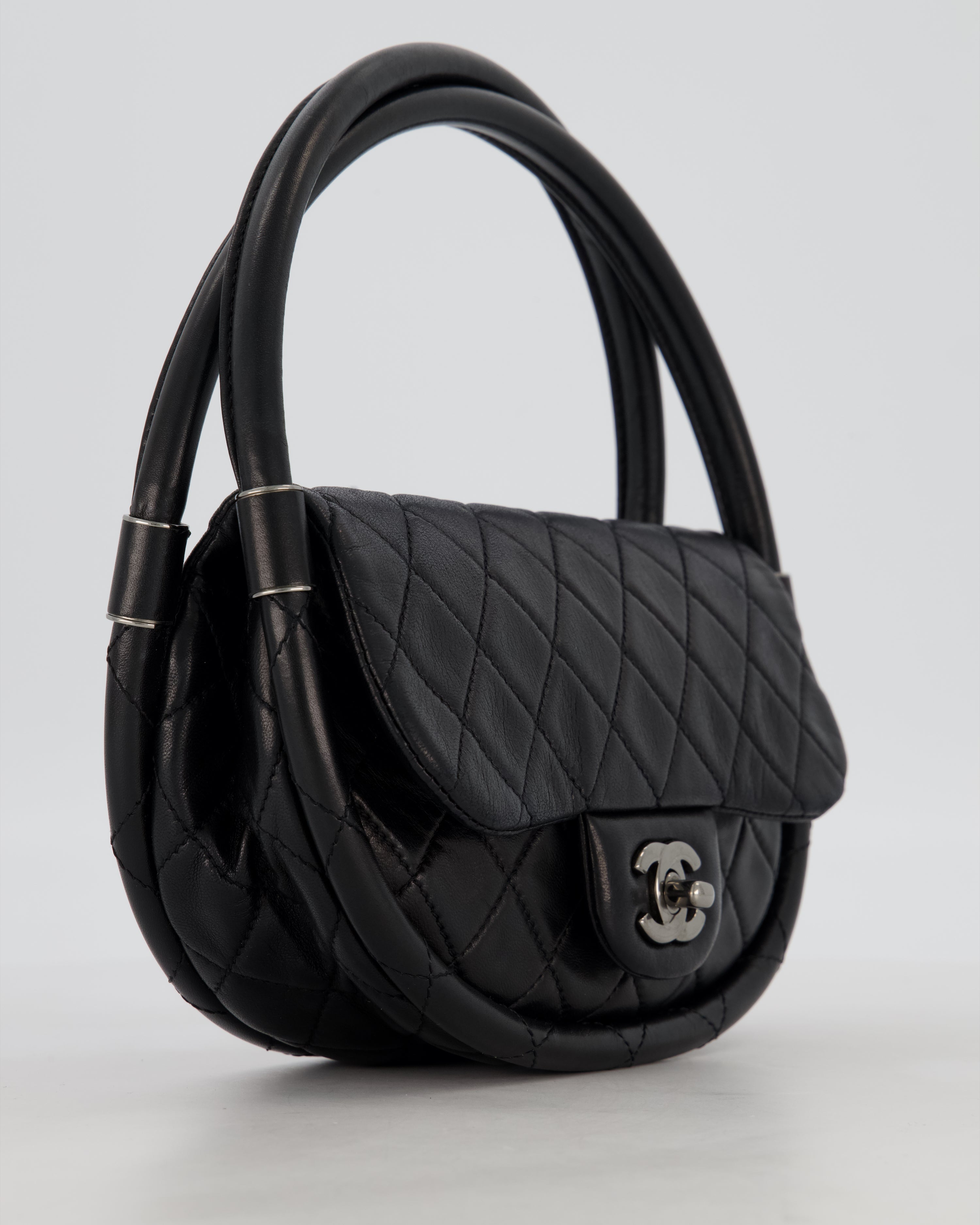 Chanel Black Hula Hoop Bag in Lambskin with Silver Hardware