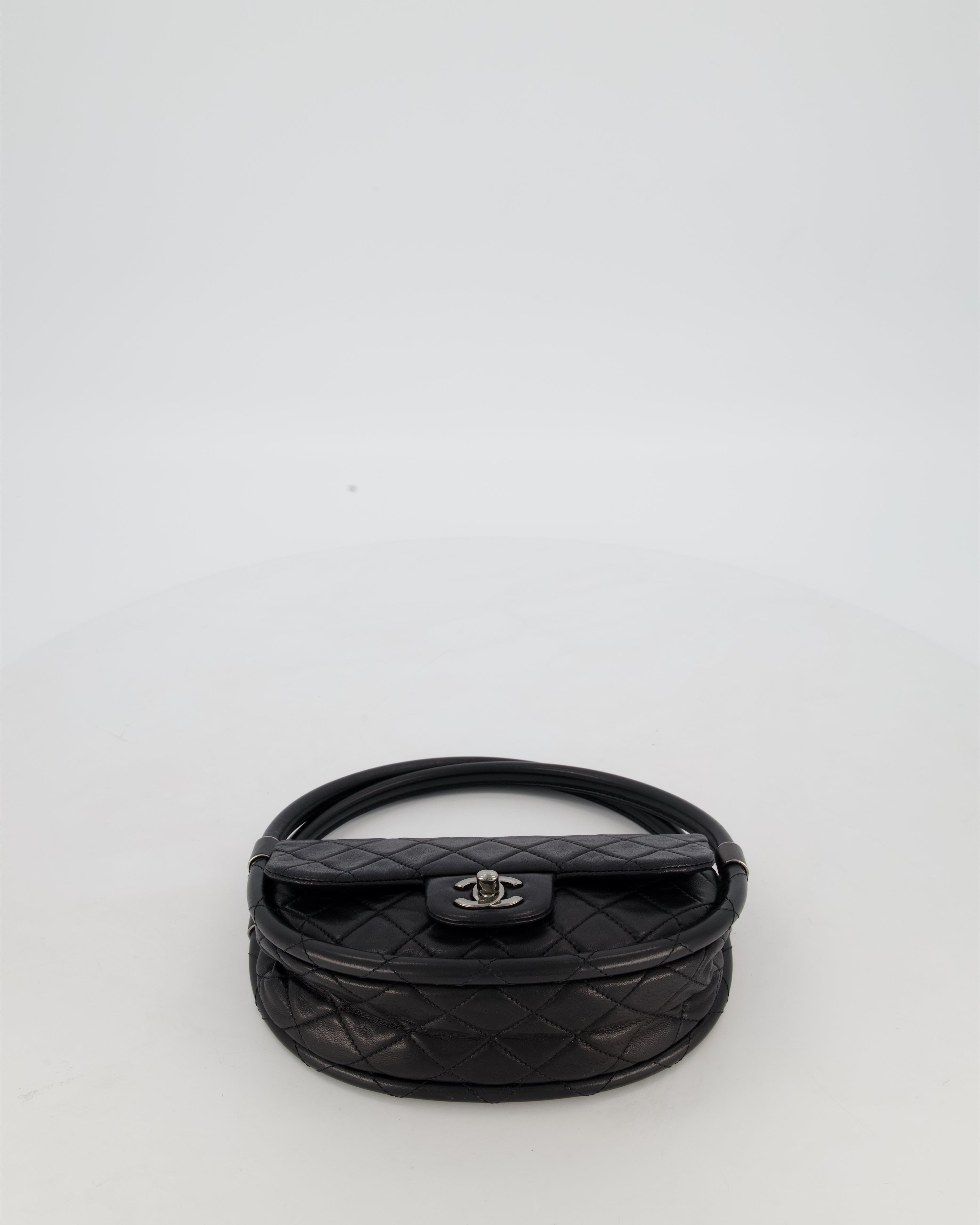 Chanel Black Hula Hoop Bag in Lambskin with Silver Hardware