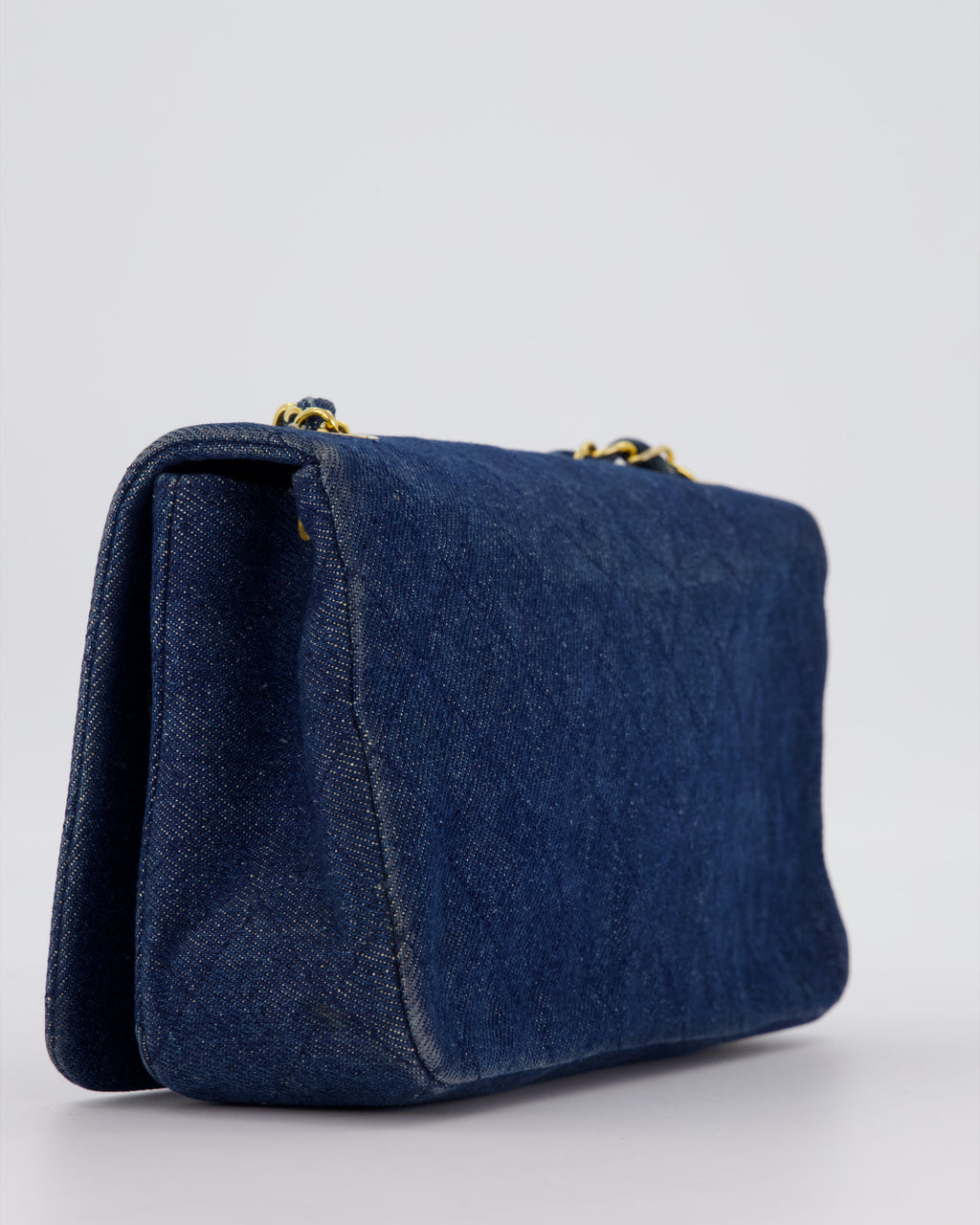 Chanel Vintage Single Chain Flap Bag in Quilted Denim with 24K Gold Hardware