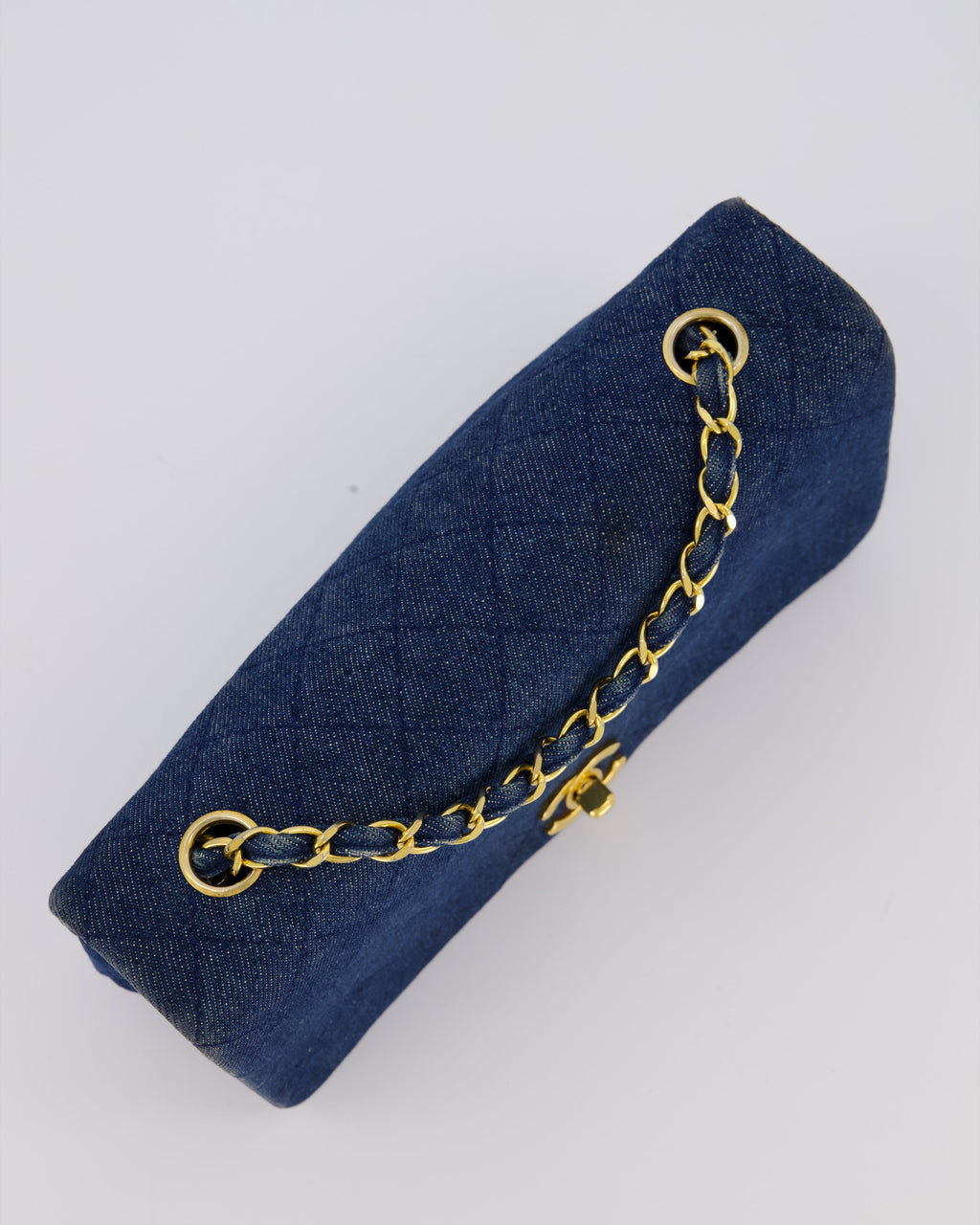Chanel Vintage Single Chain Flap Bag in Quilted Denim with 24K Gold Hardware