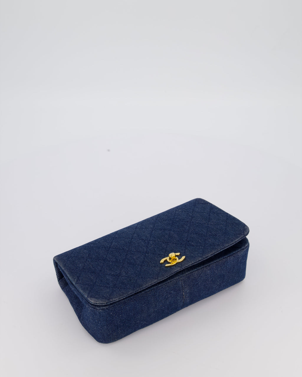 Chanel Vintage Single Chain Flap Bag in Quilted Denim with 24K Gold Hardware