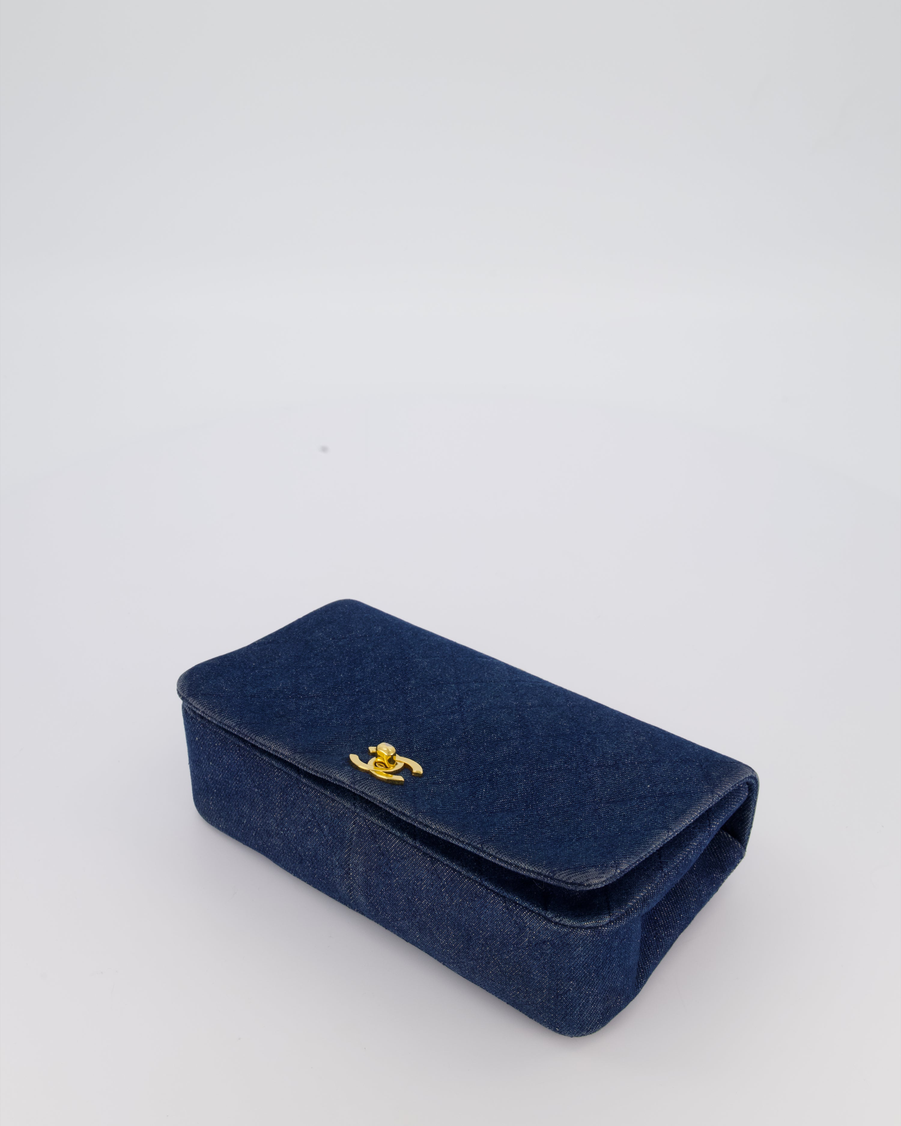 Chanel Vintage Single Chain Flap Bag in Quilted Denim with 24K Gold Hardware