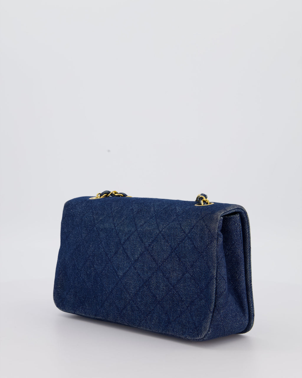 Chanel Vintage Single Chain Flap Bag in Quilted Denim with 24K Gold Hardware