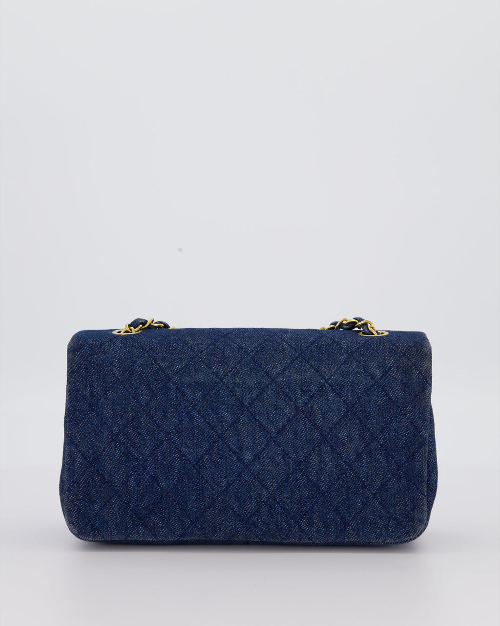 Chanel Vintage Single Chain Flap Bag in Quilted Denim with 24K Gold Hardware