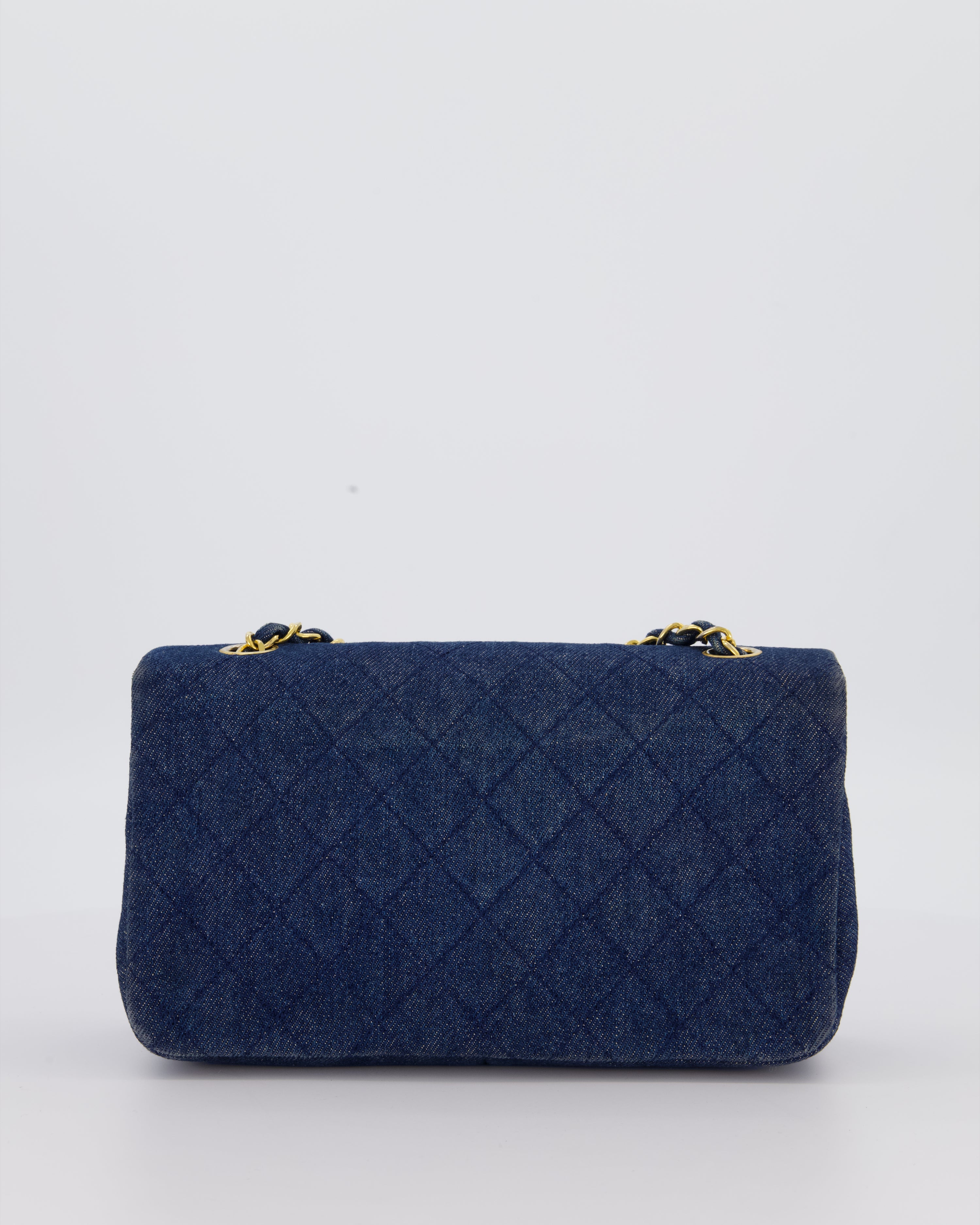 Chanel Vintage Single Chain Flap Bag in Quilted Denim with 24K Gold Hardware