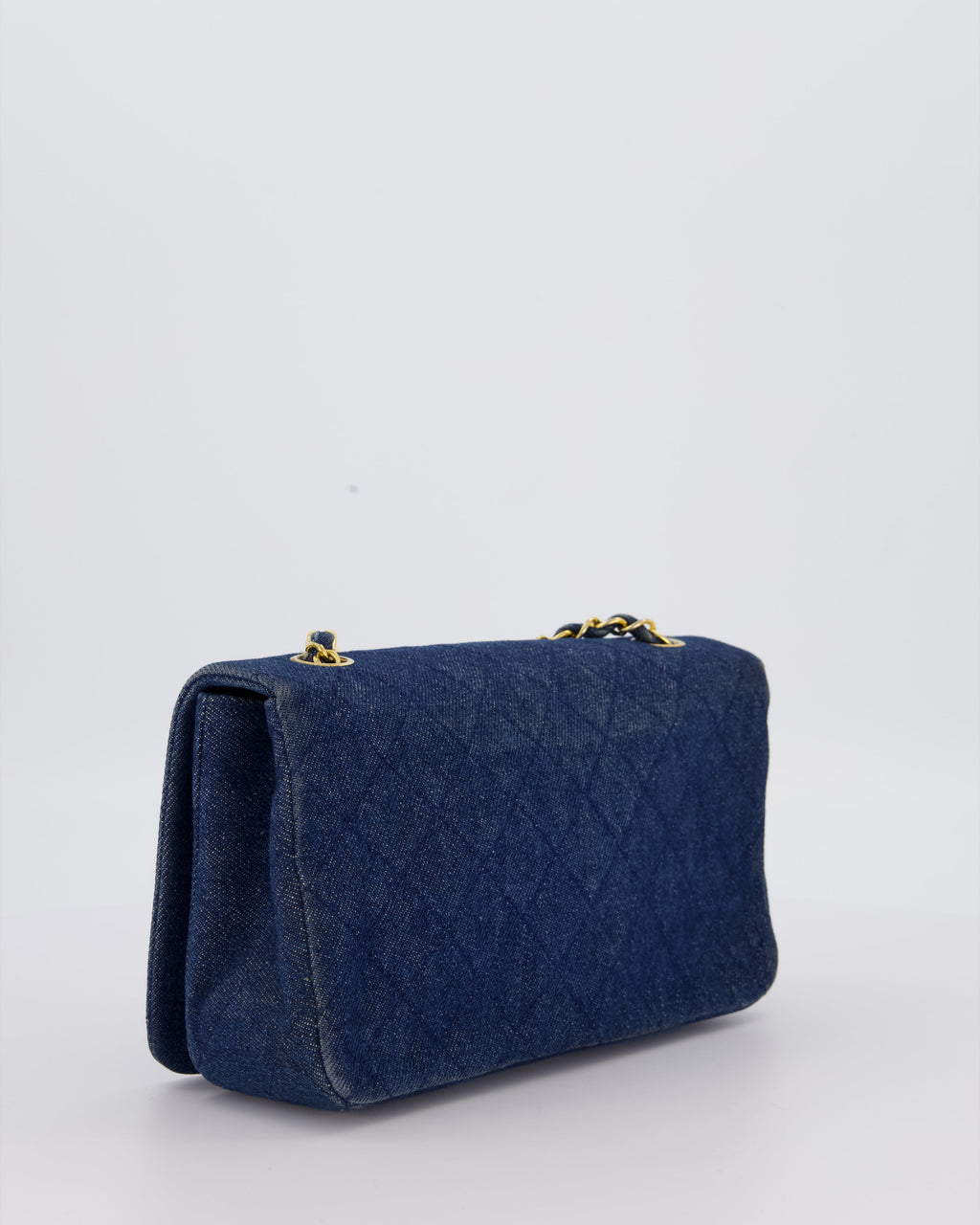 Chanel Vintage Single Chain Flap Bag in Quilted Denim with 24K Gold Hardware
