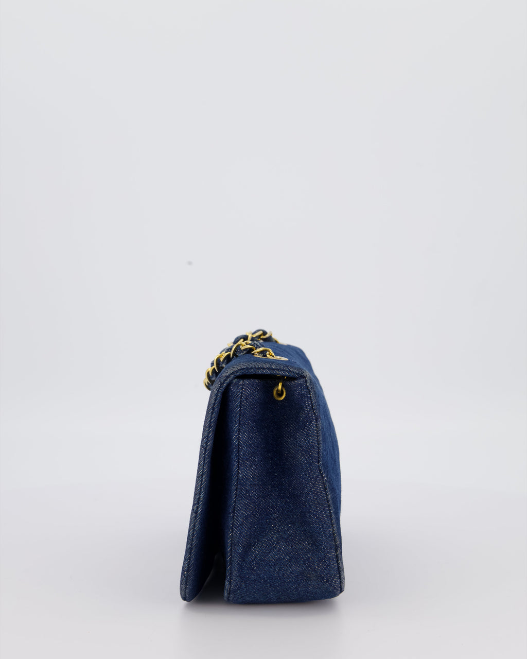 Chanel Vintage Single Chain Flap Bag in Quilted Denim with 24K Gold Hardware
