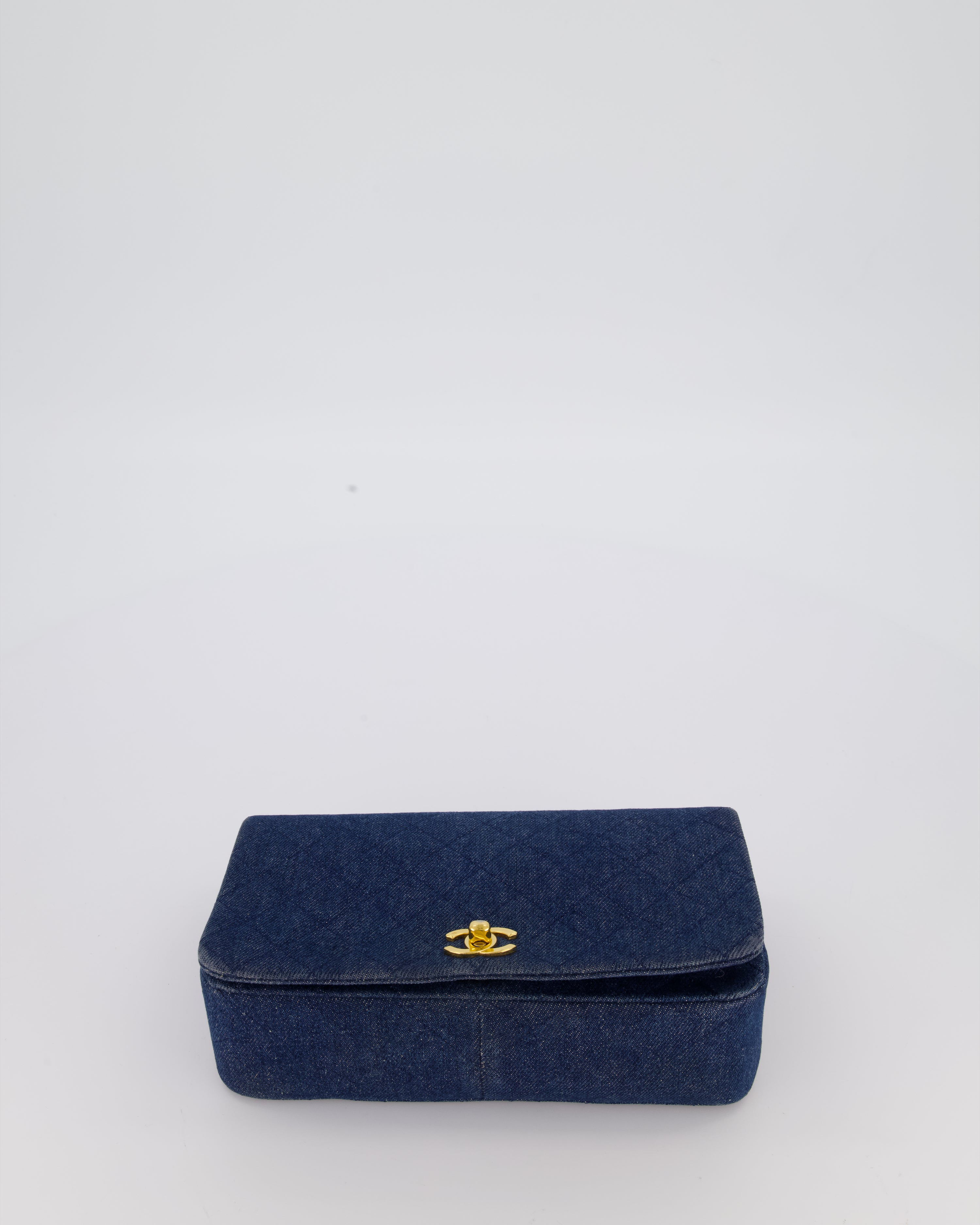 Chanel Vintage Single Chain Flap Bag in Quilted Denim with 24K Gold Hardware