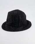 Chanel Black and Silver Tweed Bucket Hat with Black CC Logo Size M