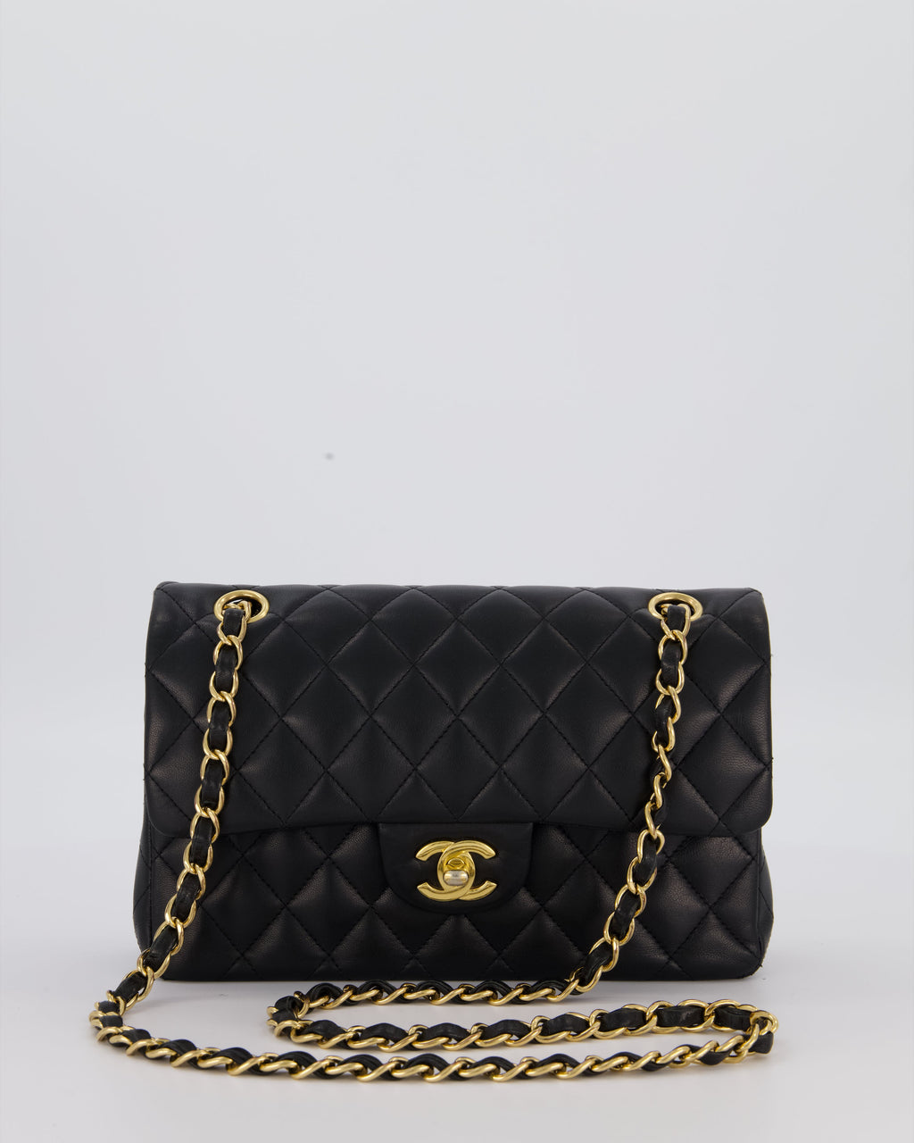 Chanel Black Small Classic Double Flap Bag in Lambskin Leather with Gold Hardware