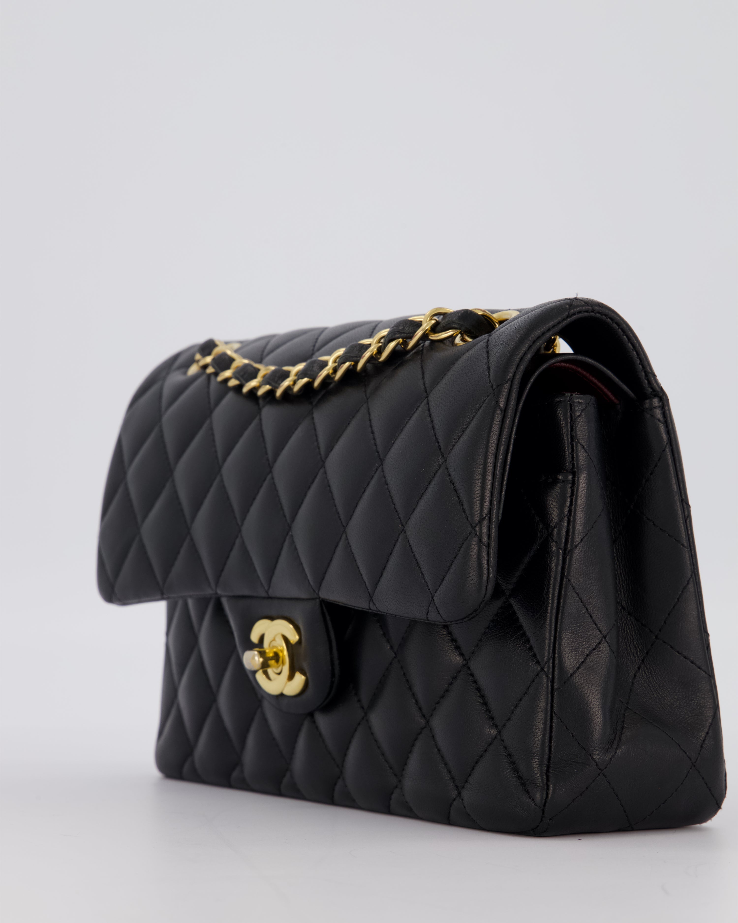 Chanel Black Small Classic Double Flap Bag in Lambskin Leather with Gold Hardware