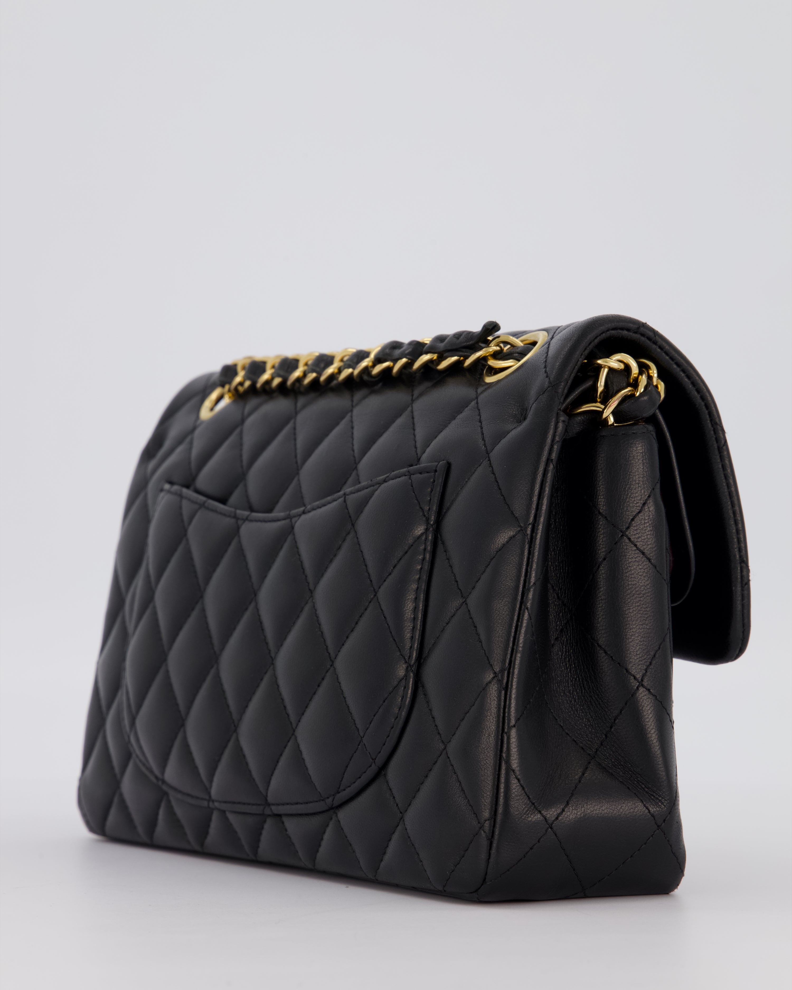 Chanel Black Small Classic Double Flap Bag in Lambskin Leather with Gold Hardware