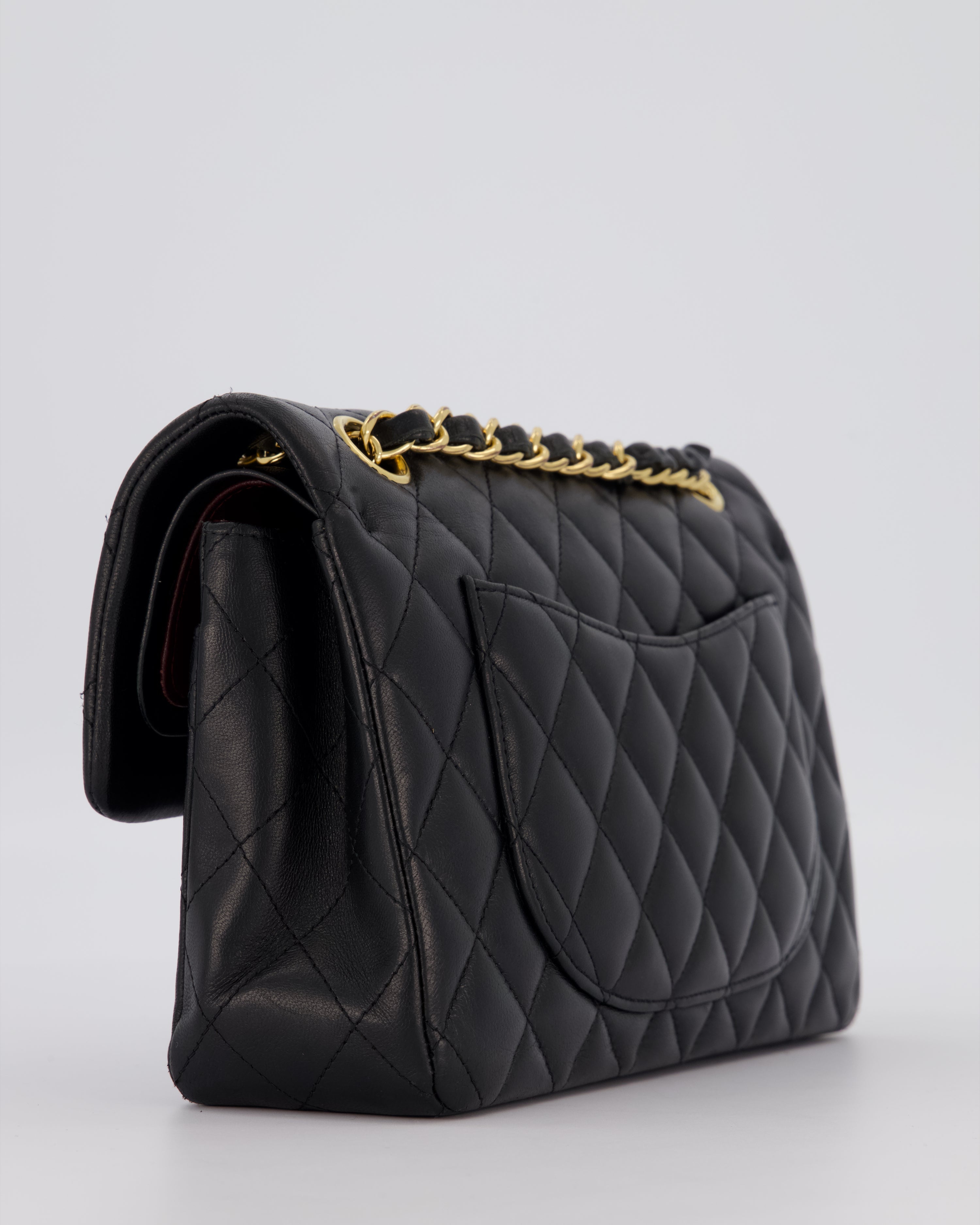 Chanel Black Small Classic Double Flap Bag in Lambskin Leather with Gold Hardware