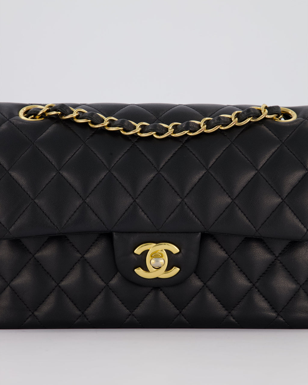 Chanel Black Small Classic Double Flap Bag in Lambskin Leather with Gold Hardware