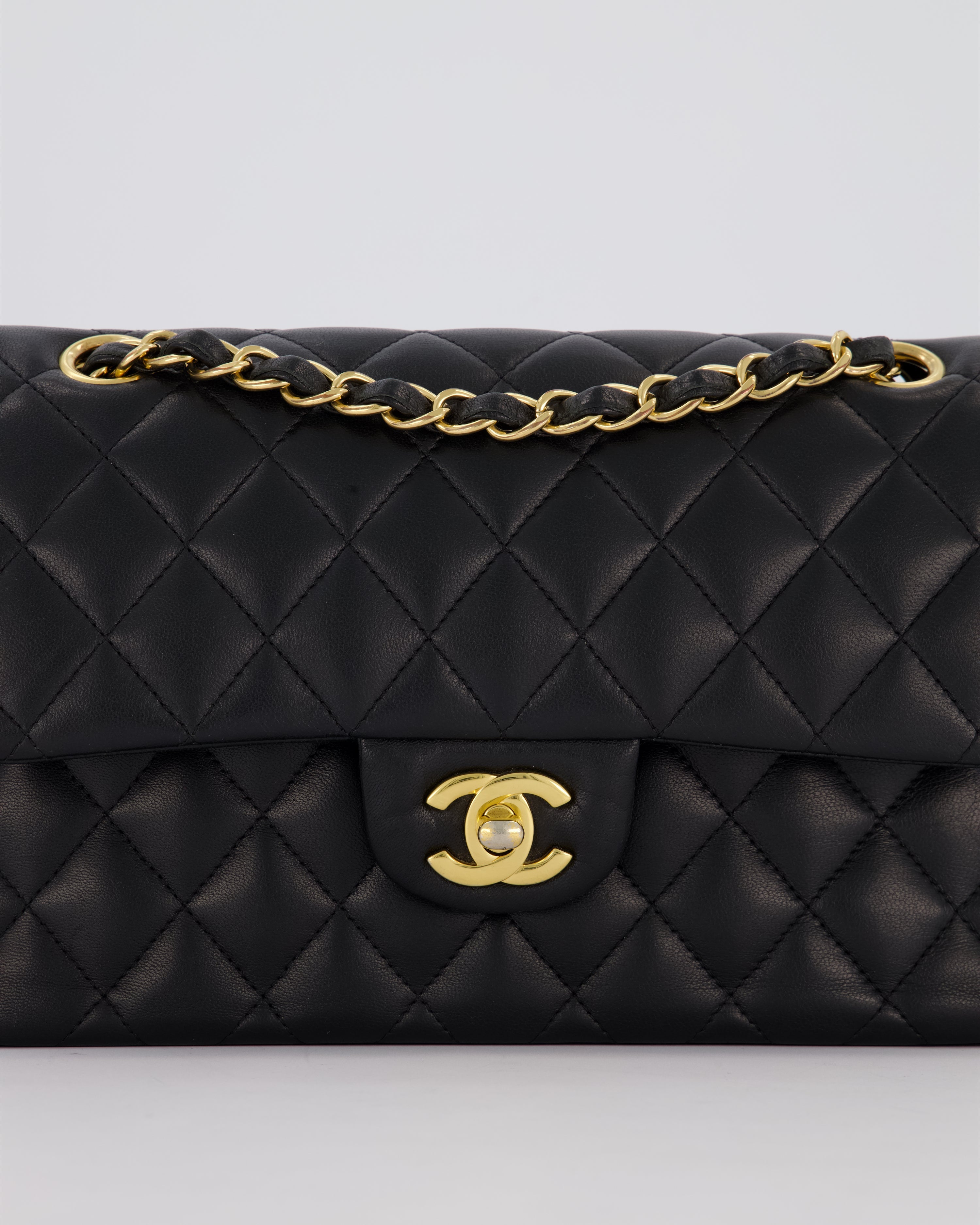 Chanel Black Small Classic Double Flap Bag in Lambskin Leather with Gold Hardware