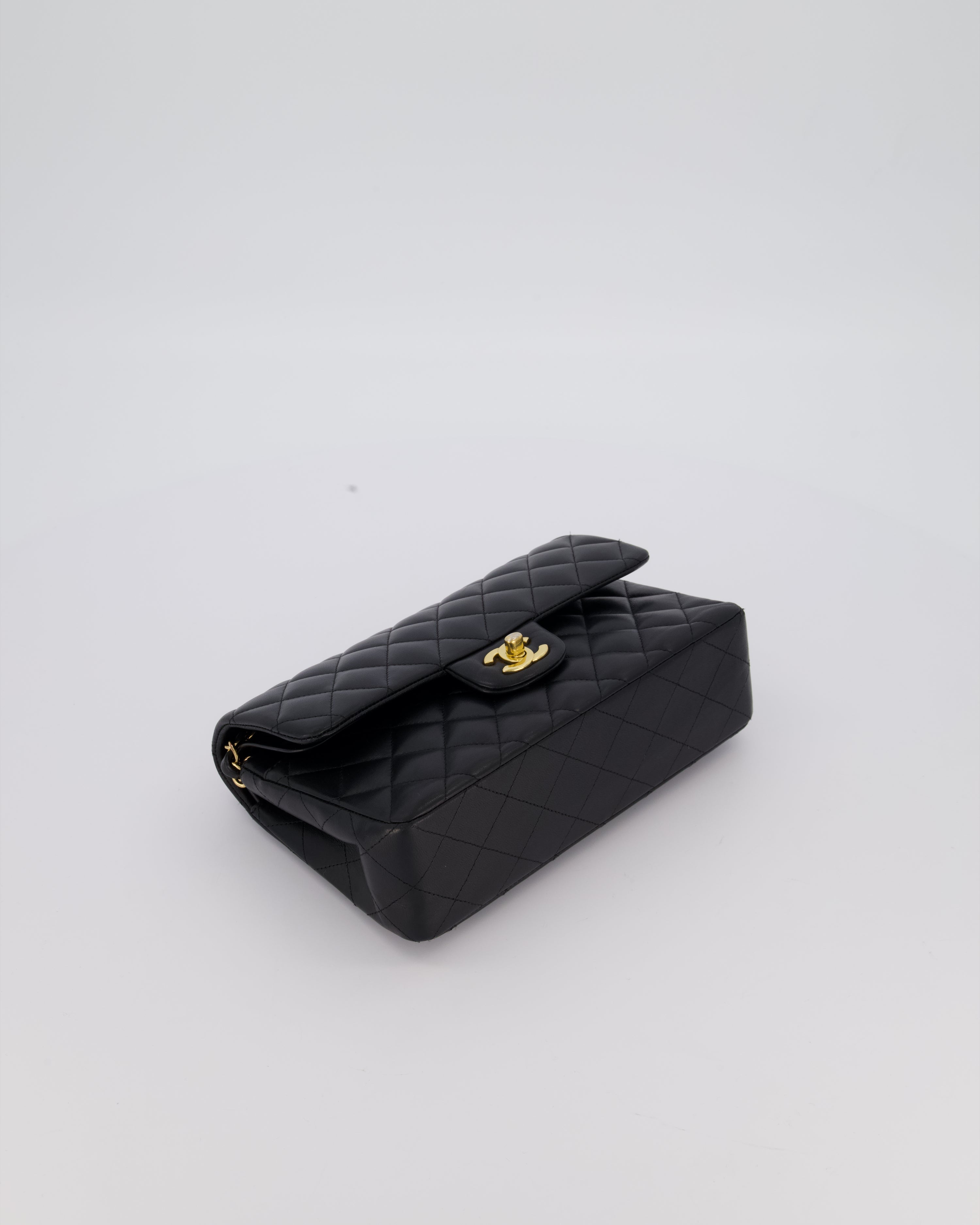 Chanel Black Small Classic Double Flap Bag in Lambskin Leather with Gold Hardware