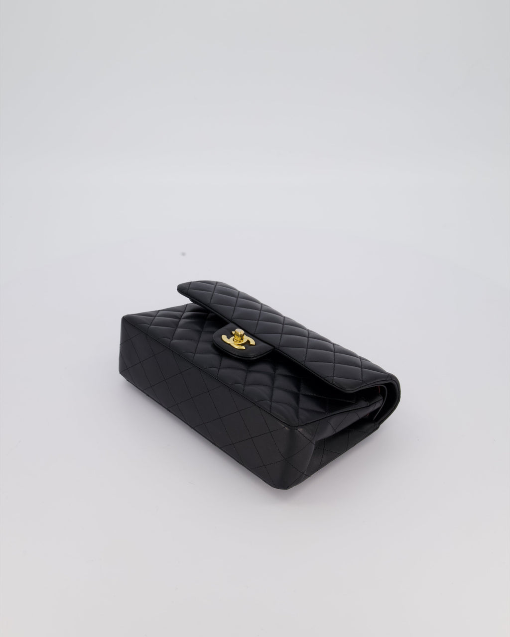 Chanel Black Small Classic Double Flap Bag in Lambskin Leather with Gold Hardware