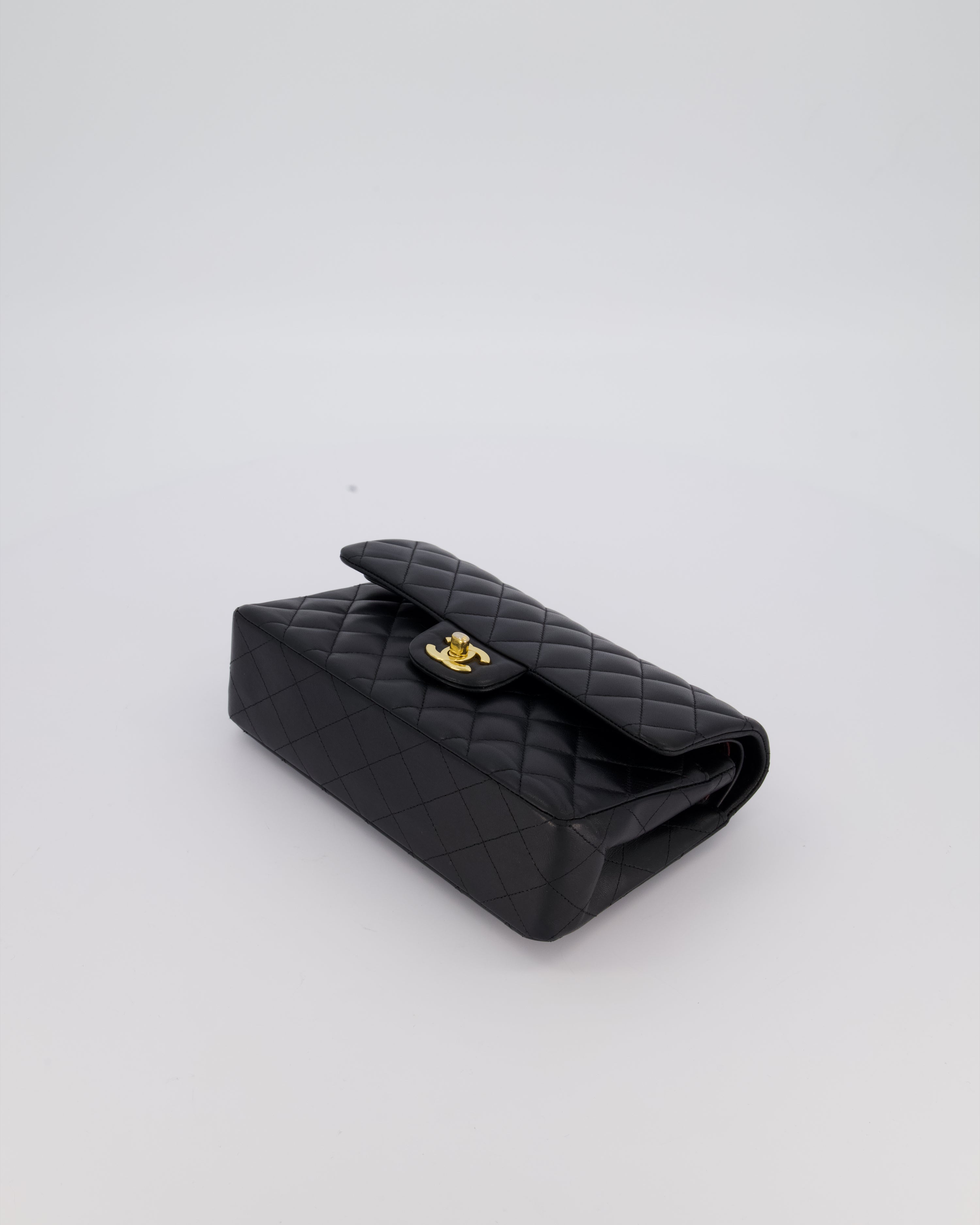 Chanel Black Small Classic Double Flap Bag in Lambskin Leather with Gold Hardware