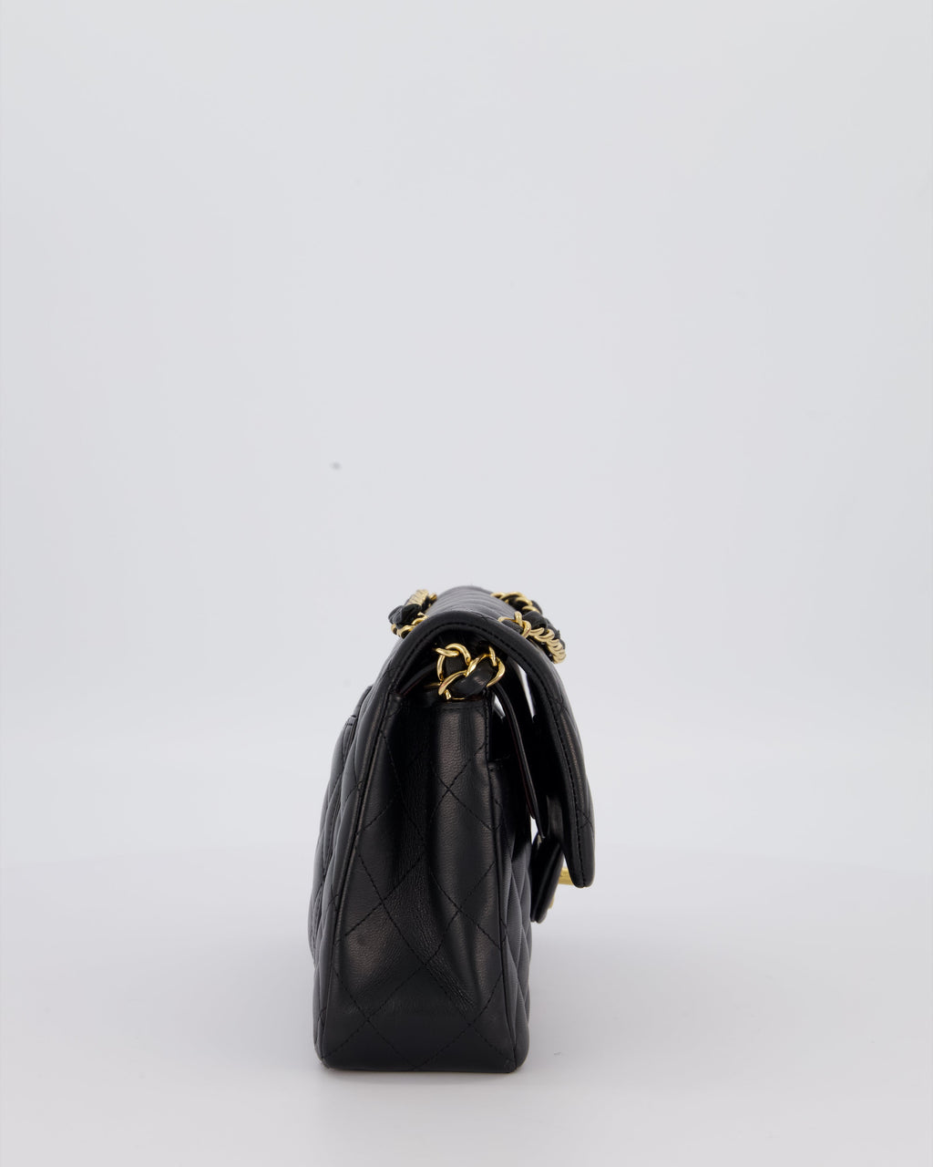 Chanel Black Small Classic Double Flap Bag in Lambskin Leather with Gold Hardware