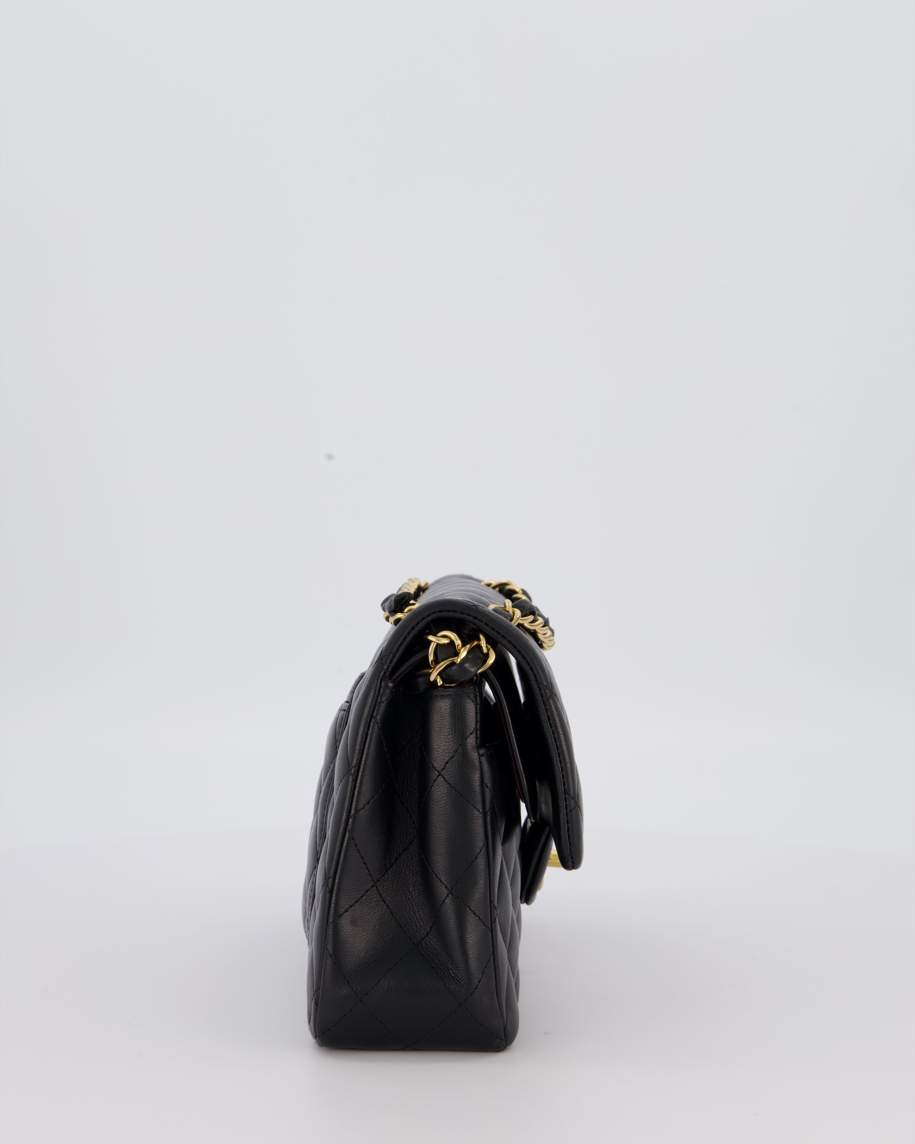 Chanel Black Small Classic Double Flap Bag in Lambskin Leather with Gold Hardware