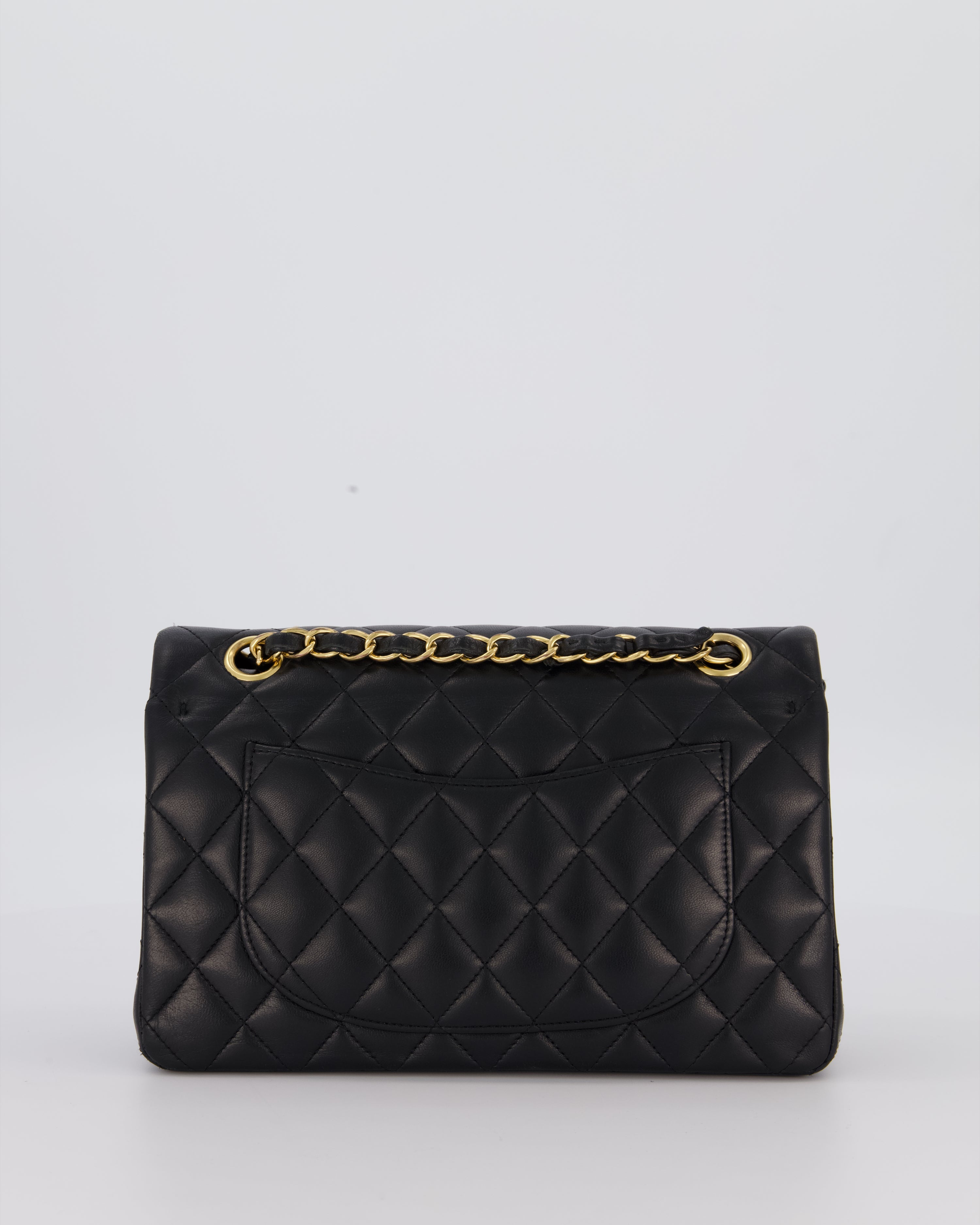 Chanel Black Small Classic Double Flap Bag in Lambskin Leather with Gold Hardware