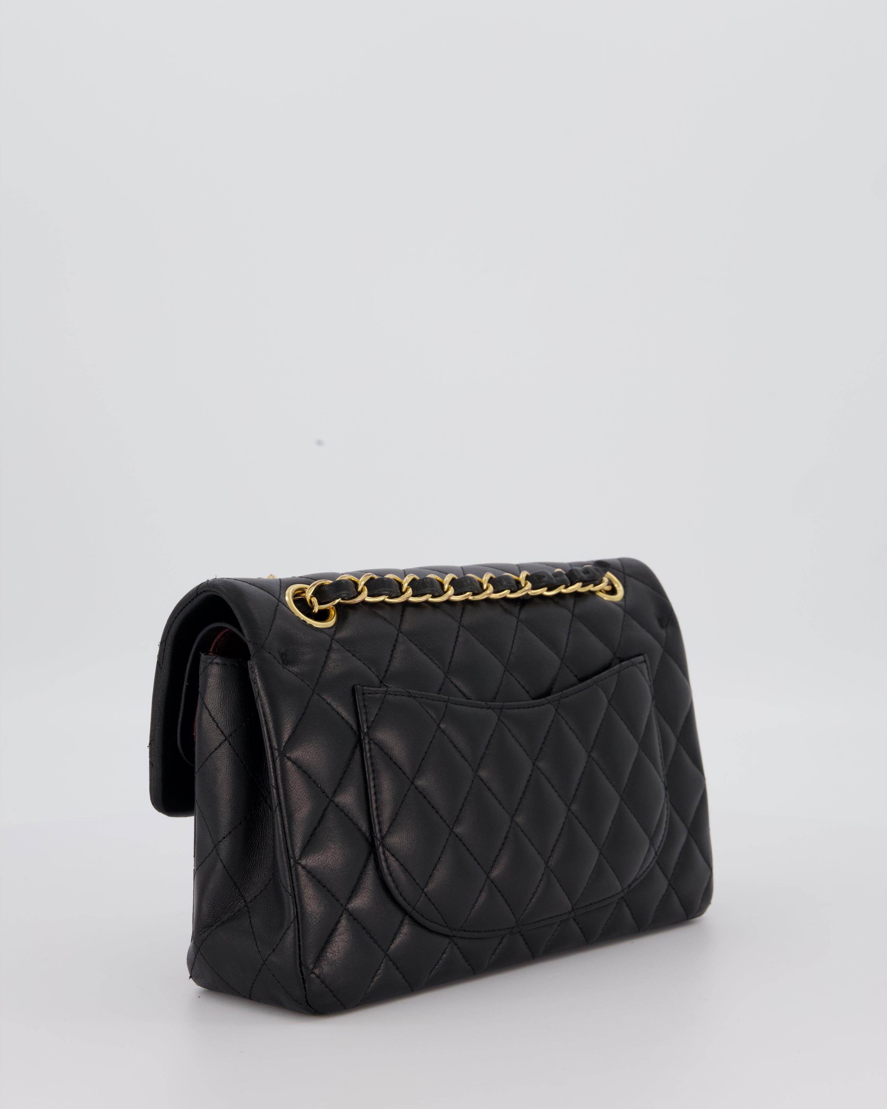 Chanel Black Small Classic Double Flap Bag in Lambskin Leather with Gold Hardware