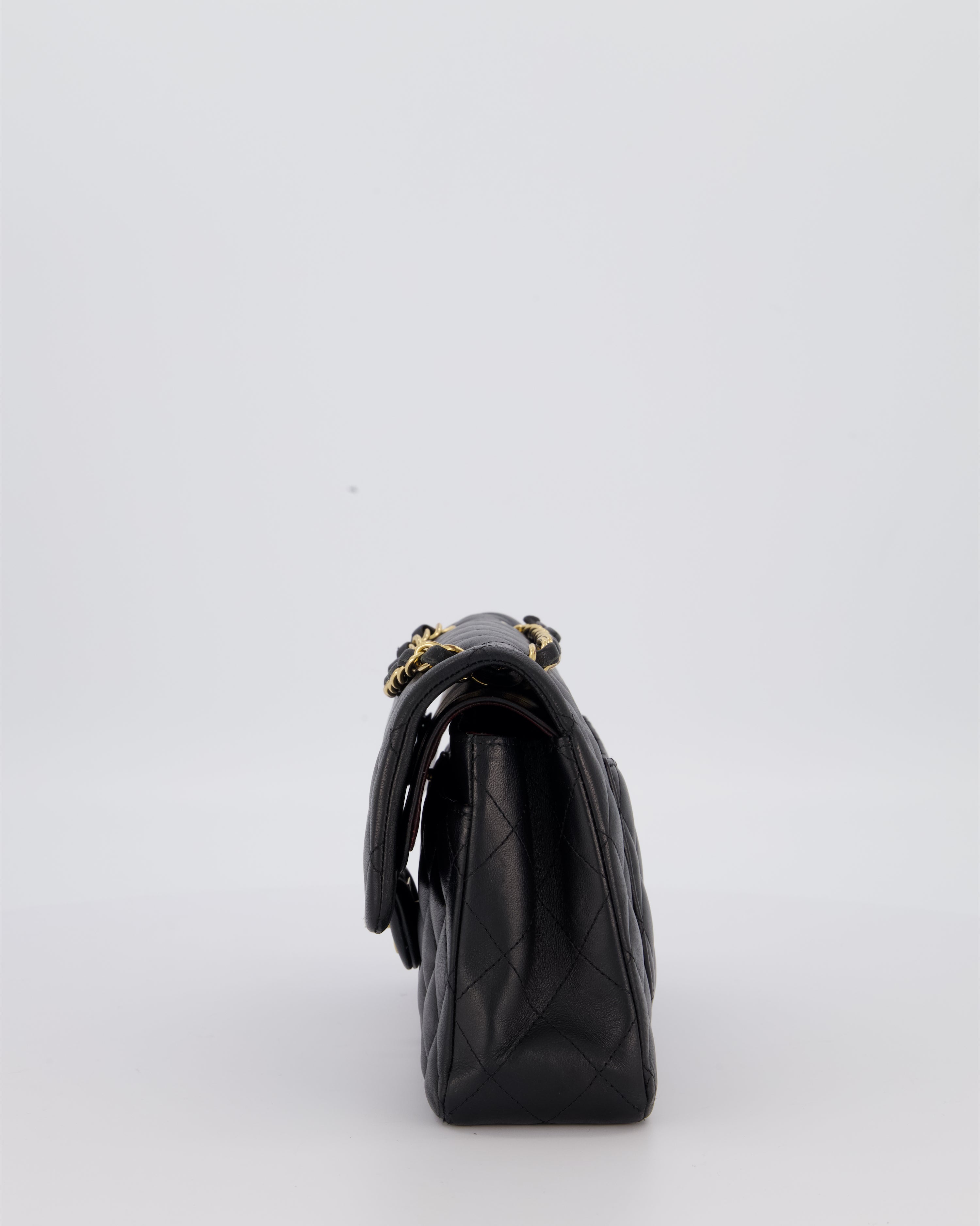Chanel Black Small Classic Double Flap Bag in Lambskin Leather with Gold Hardware