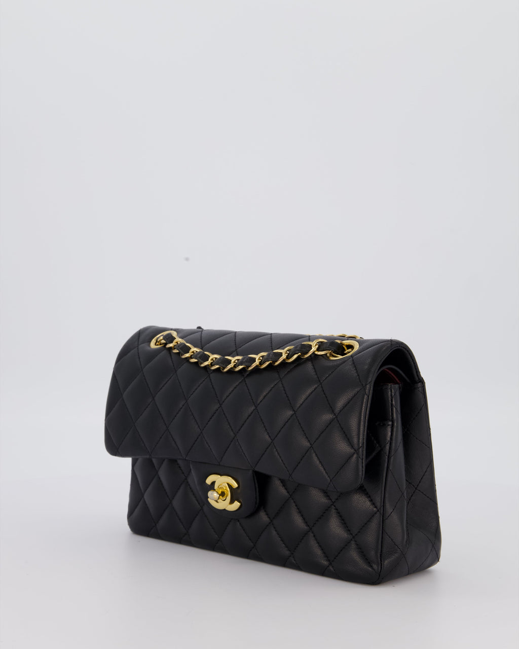Chanel Black Small Classic Double Flap Bag in Lambskin Leather with Gold Hardware