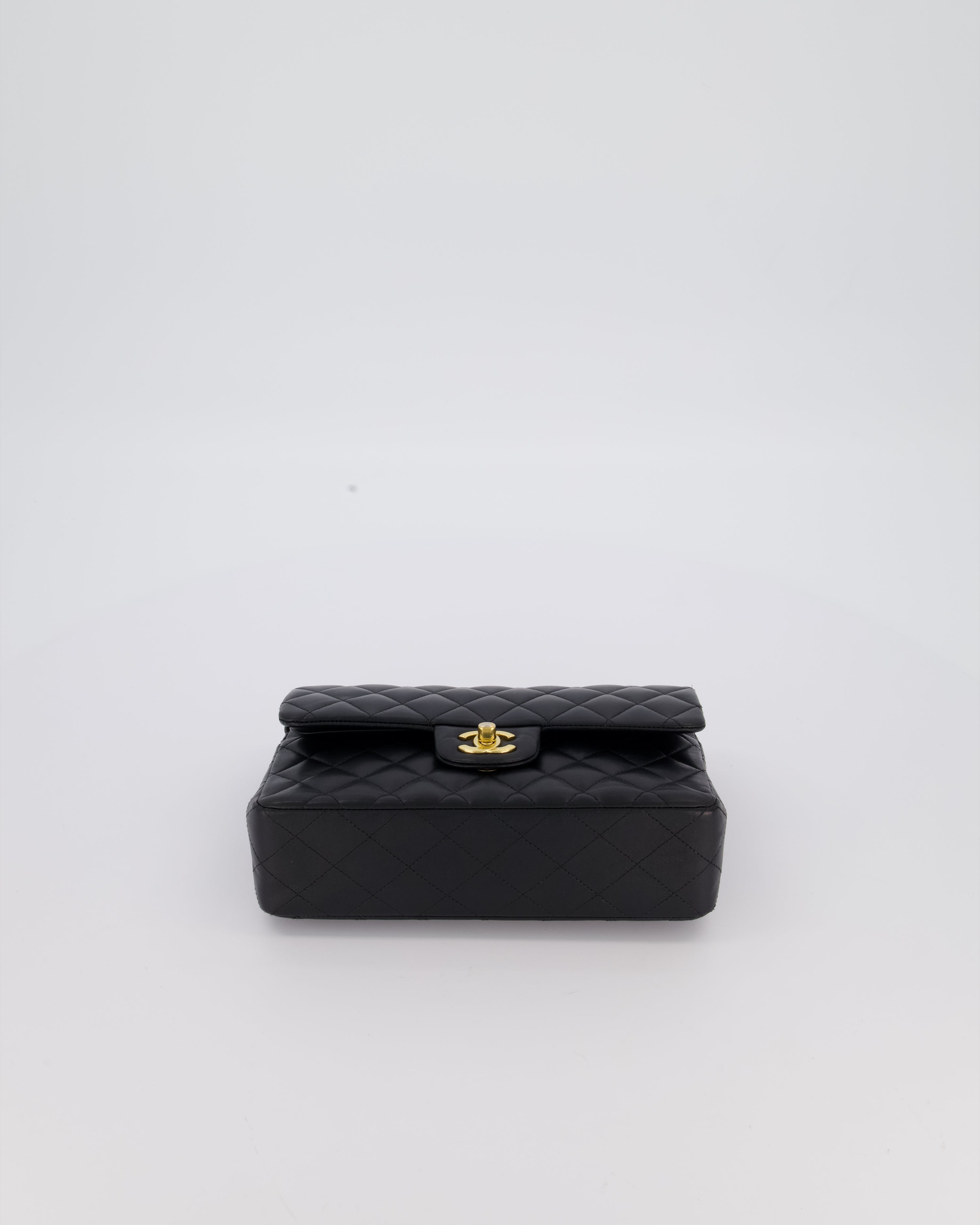 Chanel Black Small Classic Double Flap Bag in Lambskin Leather with Gold Hardware