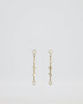 Chanel Pearl Crystal Drop Earrings with Gold CC Logo