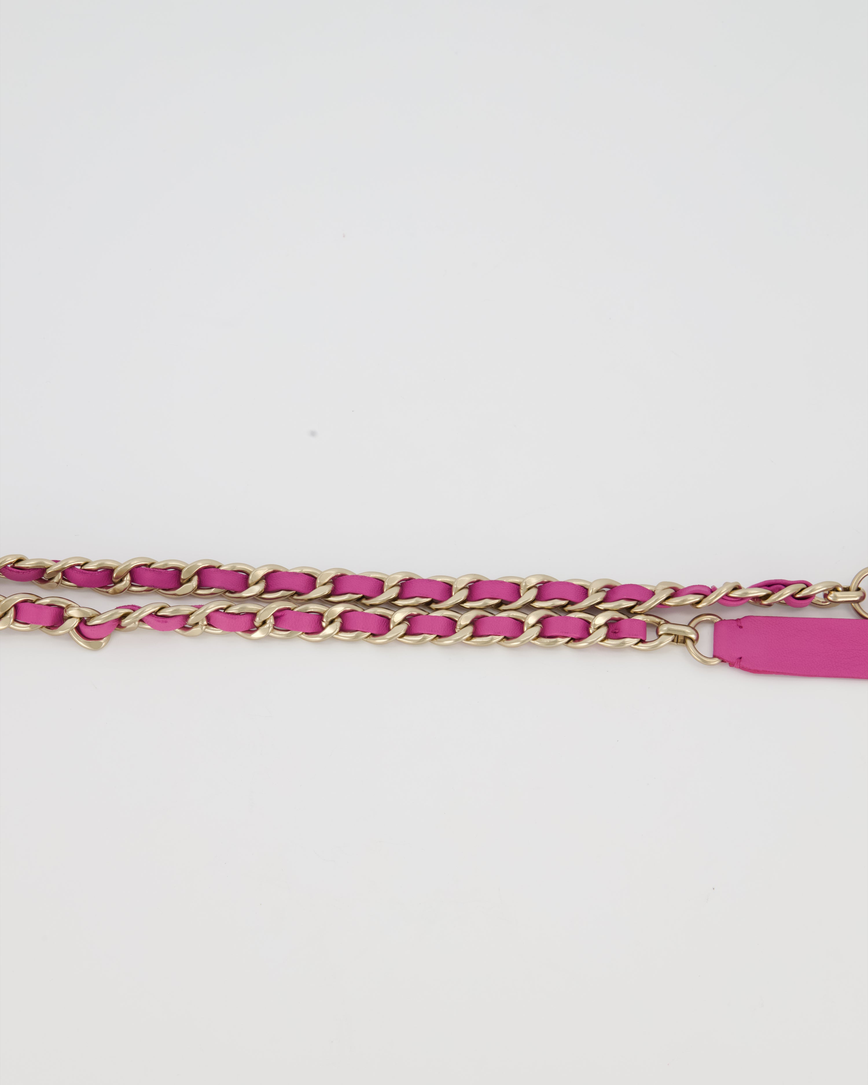 Chanel Purple Chain Leather Tie Belt with Gold Hardware 150cm