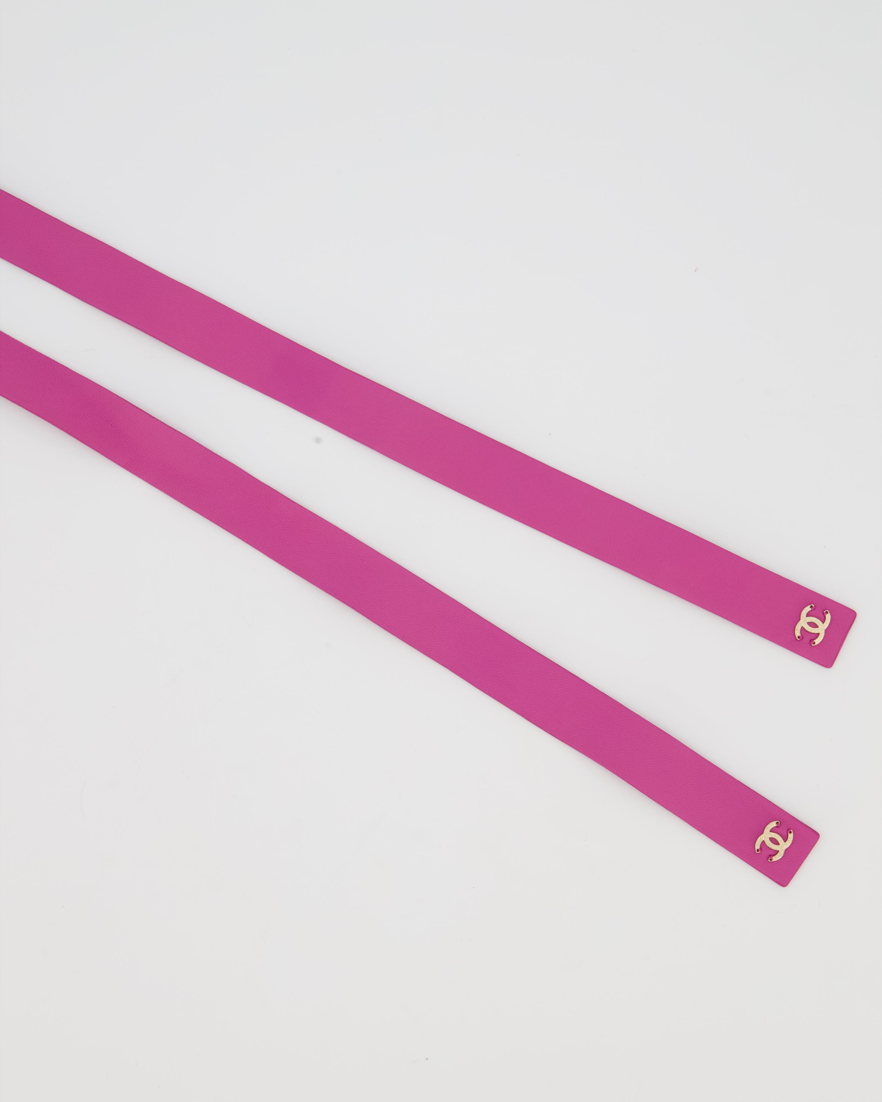 Chanel Purple Chain Leather Tie Belt with Gold Hardware 150cm
