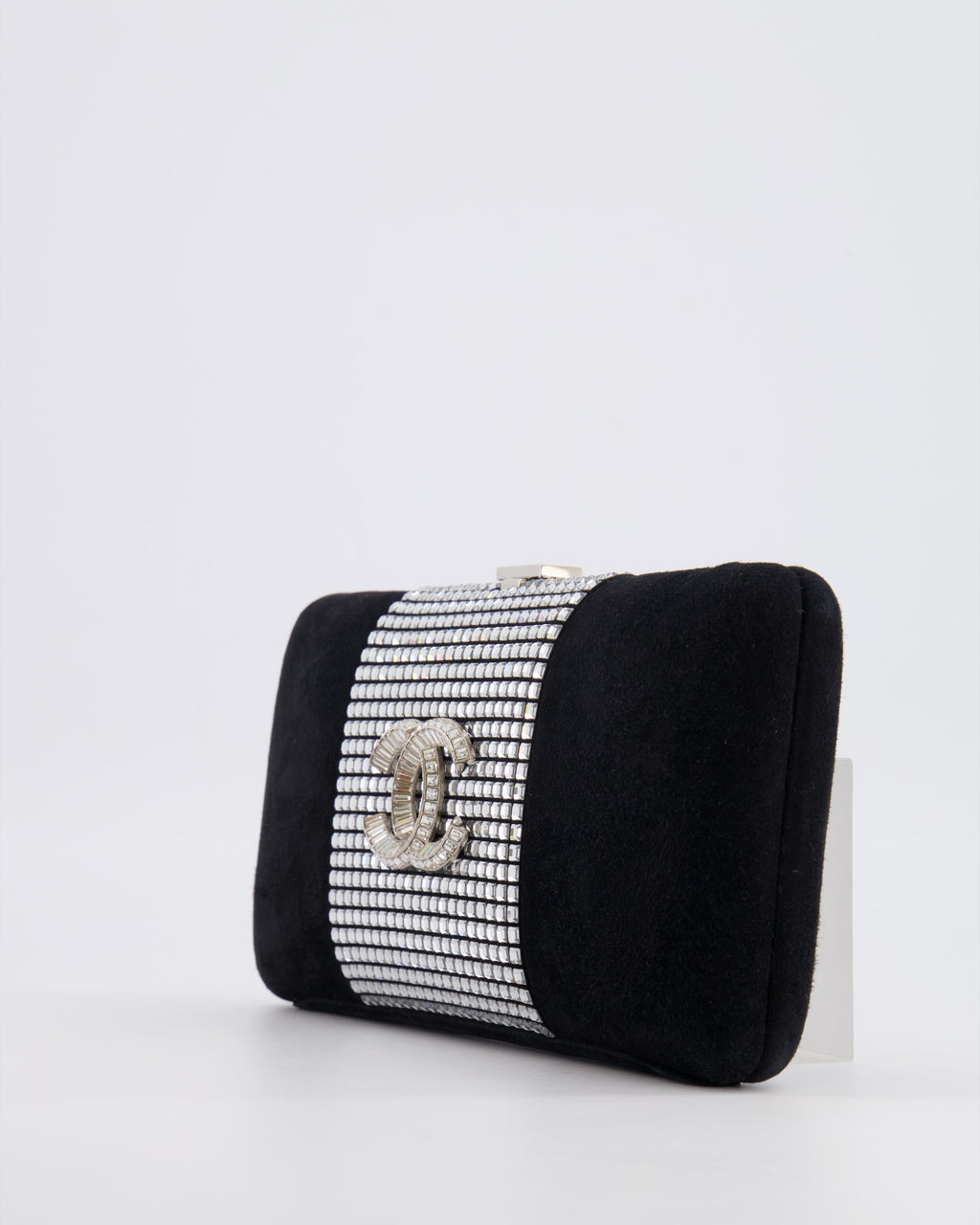 *RARE* Chanel 2015 Paris-Dubai Black Suede Strass Crystal Clutch Bag with Crystal Embellished CC Logo