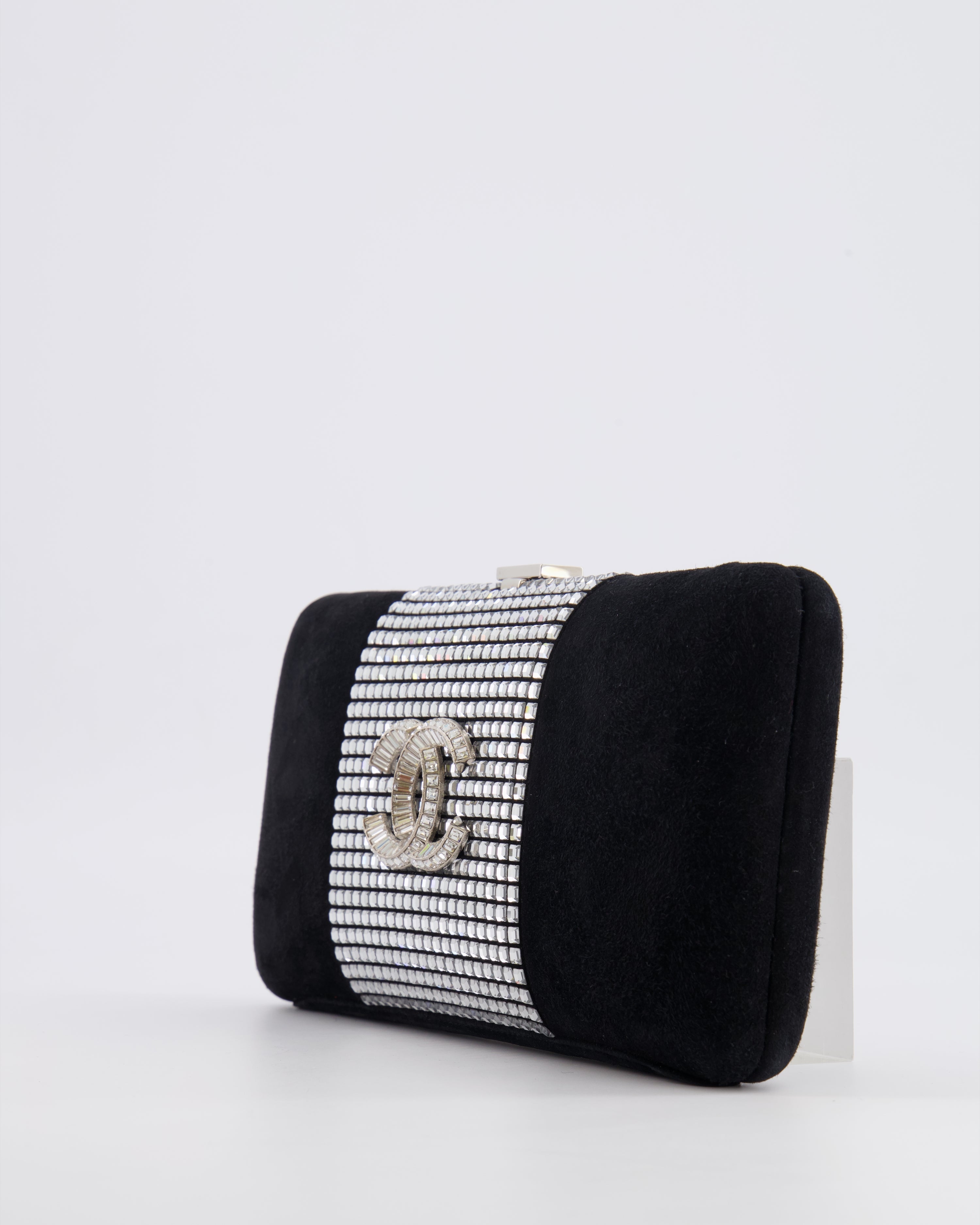 *RARE* Chanel 2015 Paris-Dubai Black Suede Strass Crystal Clutch Bag with Crystal Embellished CC Logo