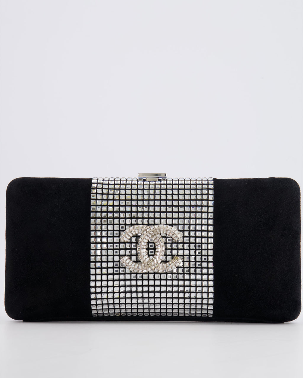 *RARE* Chanel 2015 Paris-Dubai Black Suede Strass Crystal Clutch Bag with Crystal Embellished CC Logo