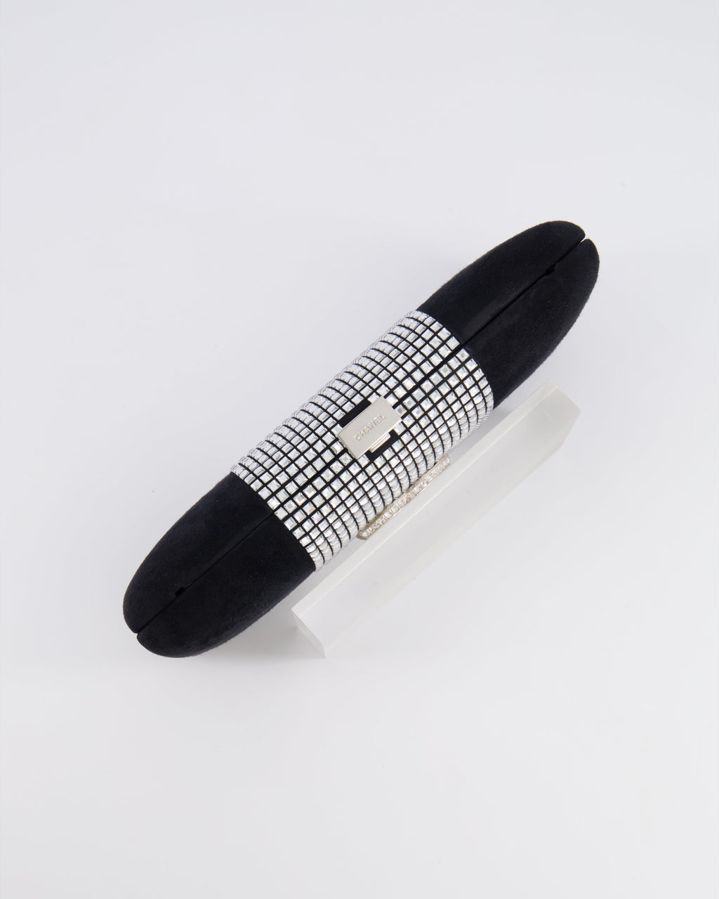 *RARE* Chanel 2015 Paris-Dubai Black Suede Strass Crystal Clutch Bag with Crystal Embellished CC Logo